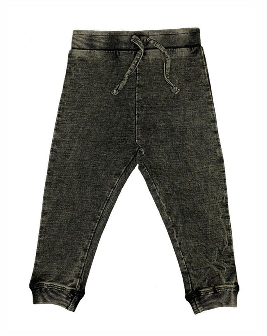 Black Denim Knit Jogger Pants