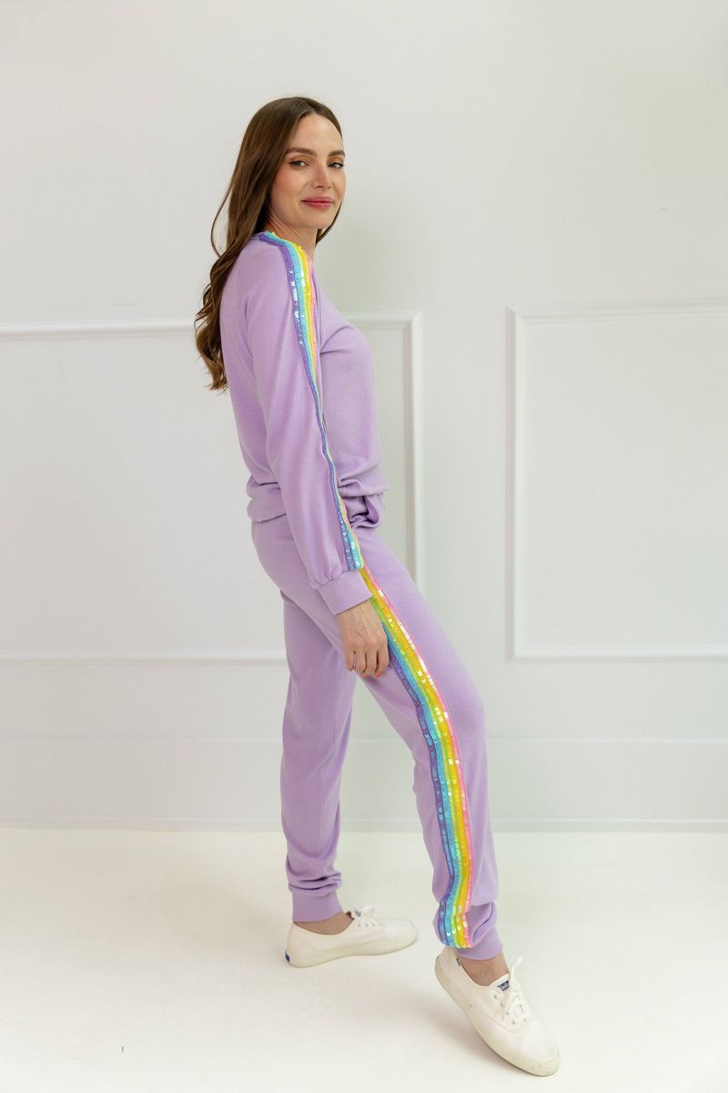 Women's Lavender Rainbow Sequin Set
