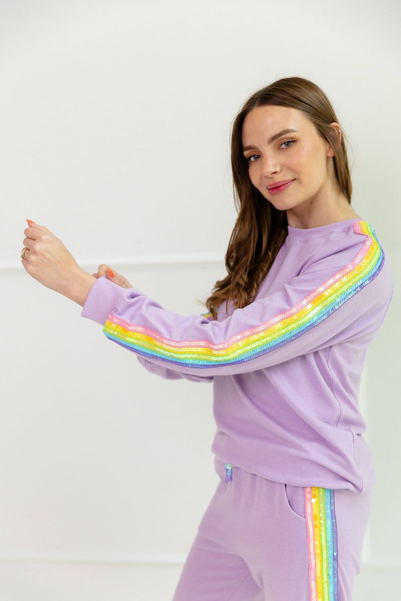 Women's Lavender Rainbow Sequin Set