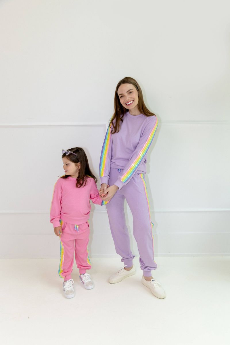 Women's Lavender Rainbow Sequin Set