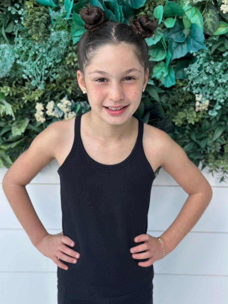 Black Rib Tank With Built-in Shelf Bra