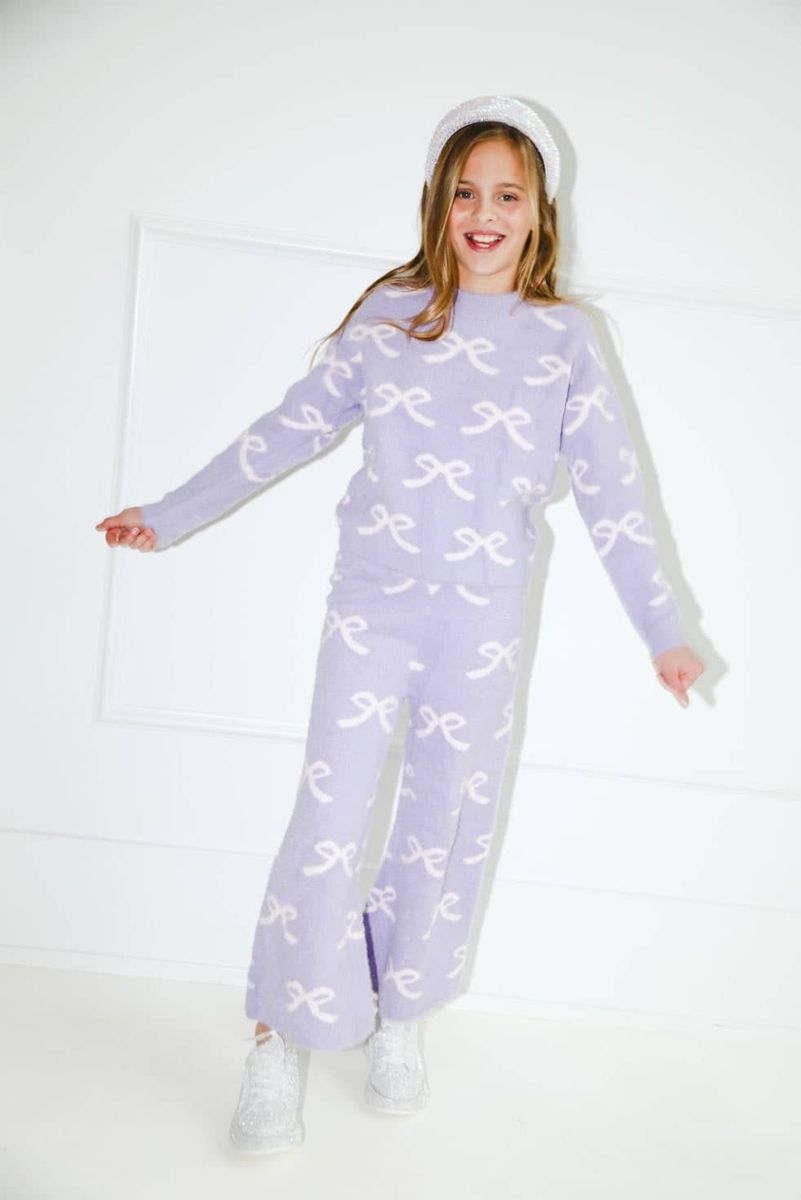 Lavender Pretty In Bows Fuzzy Set