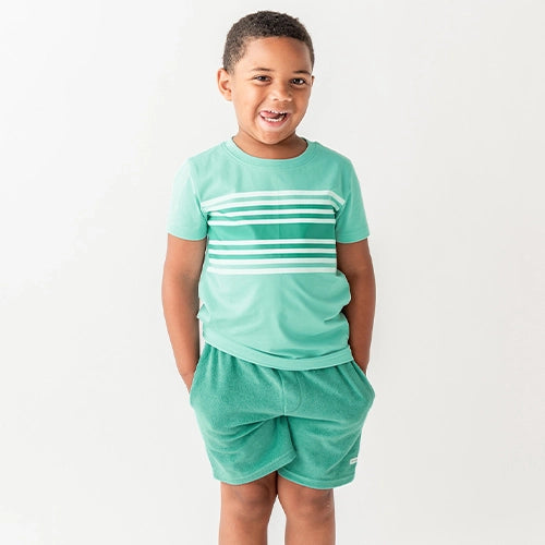 Teal Terry Knit Shorts