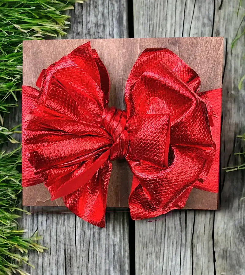 Metallic Red Bow Headband