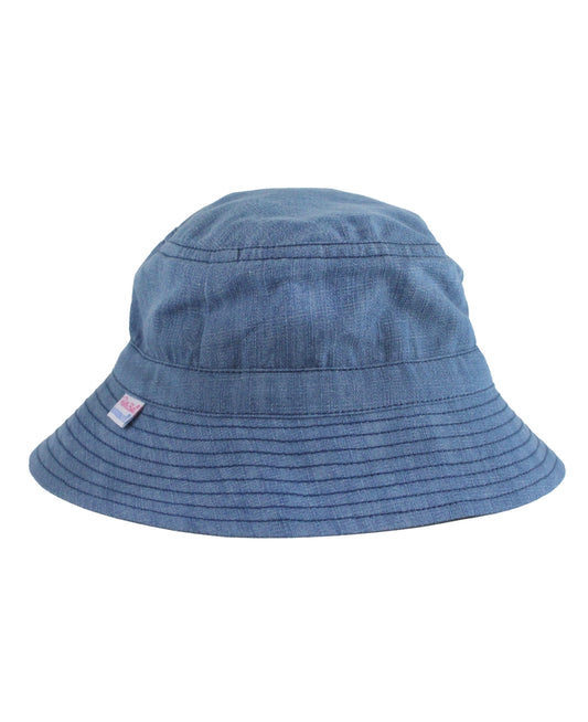 This unisex Denim Bucket Hat is a hit for all kids! It's soft and perfect for protection from those sun rays! Adjustable strap on size 12 Months - 5 (not on 6-10).   Machine washable.