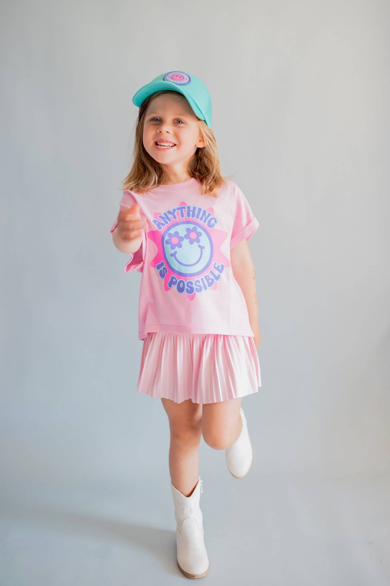 Anything is Possible Printed Tee in Bubble Gum