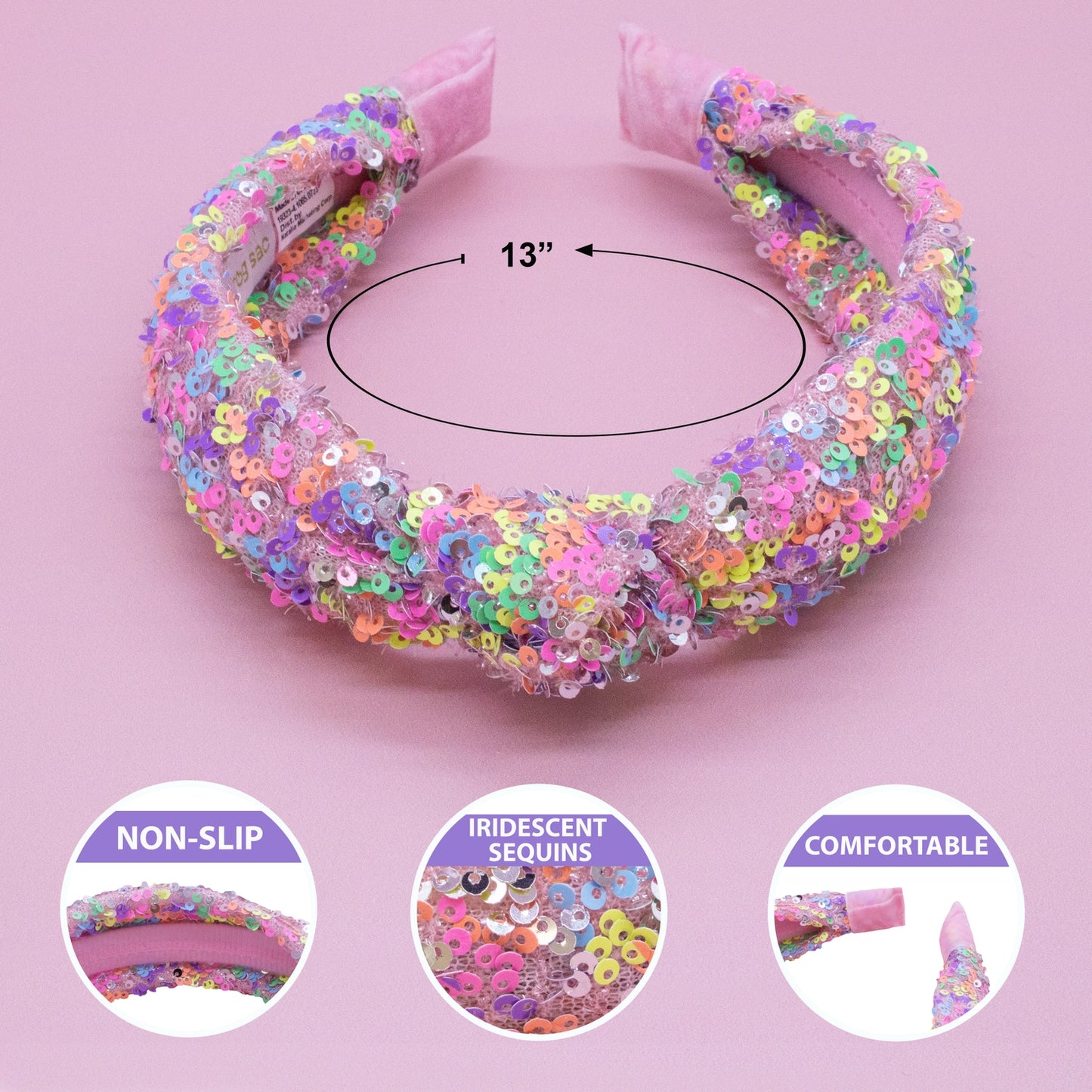 Rainbow Sequin Knot Headband