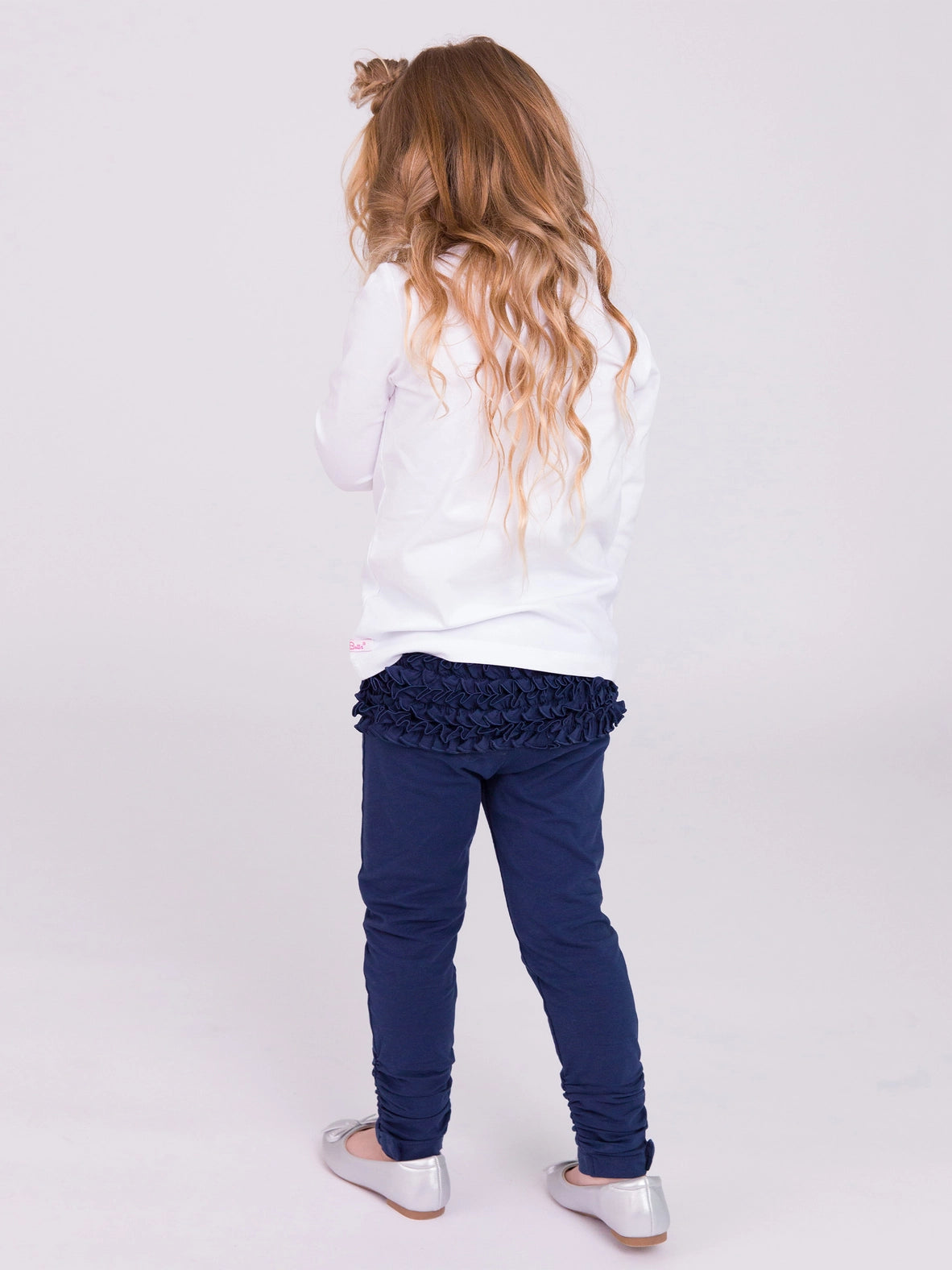 White Knit Long Sleeve Ruffle Top