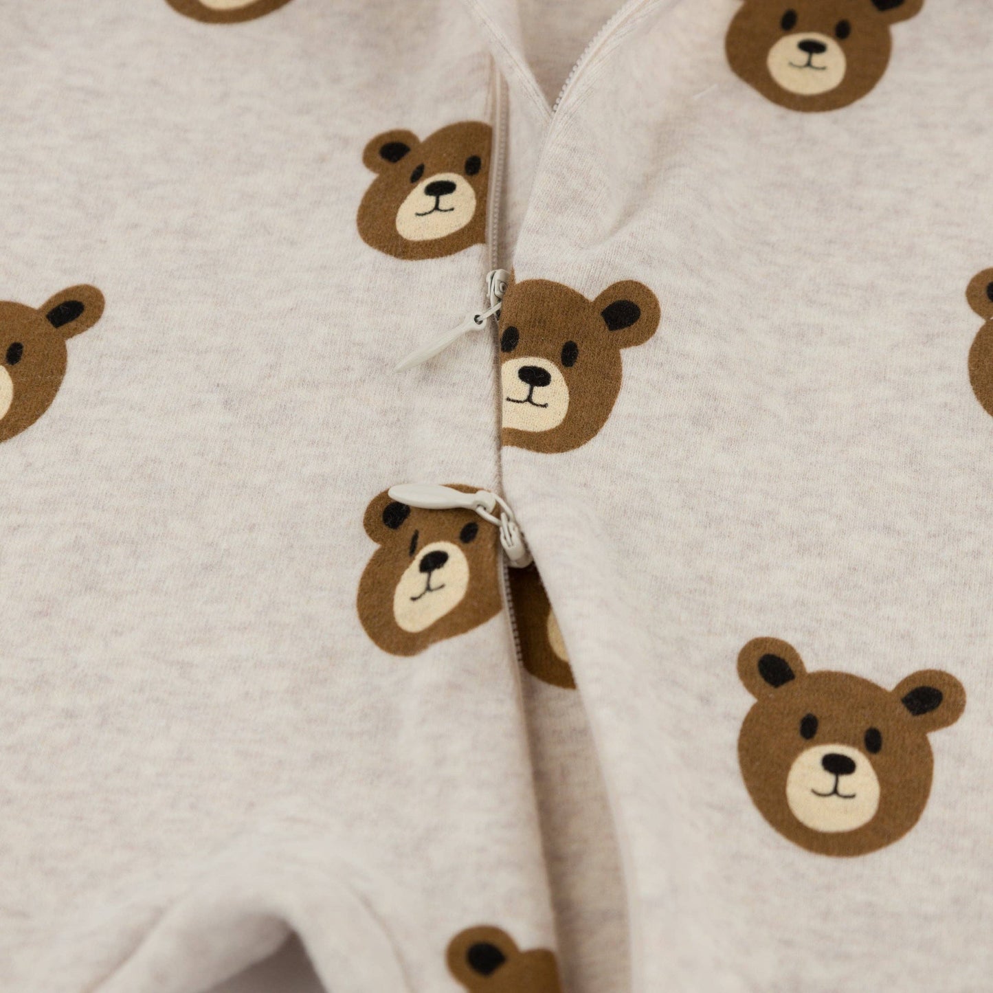 Teddy Bear Zipper Footie in Malt