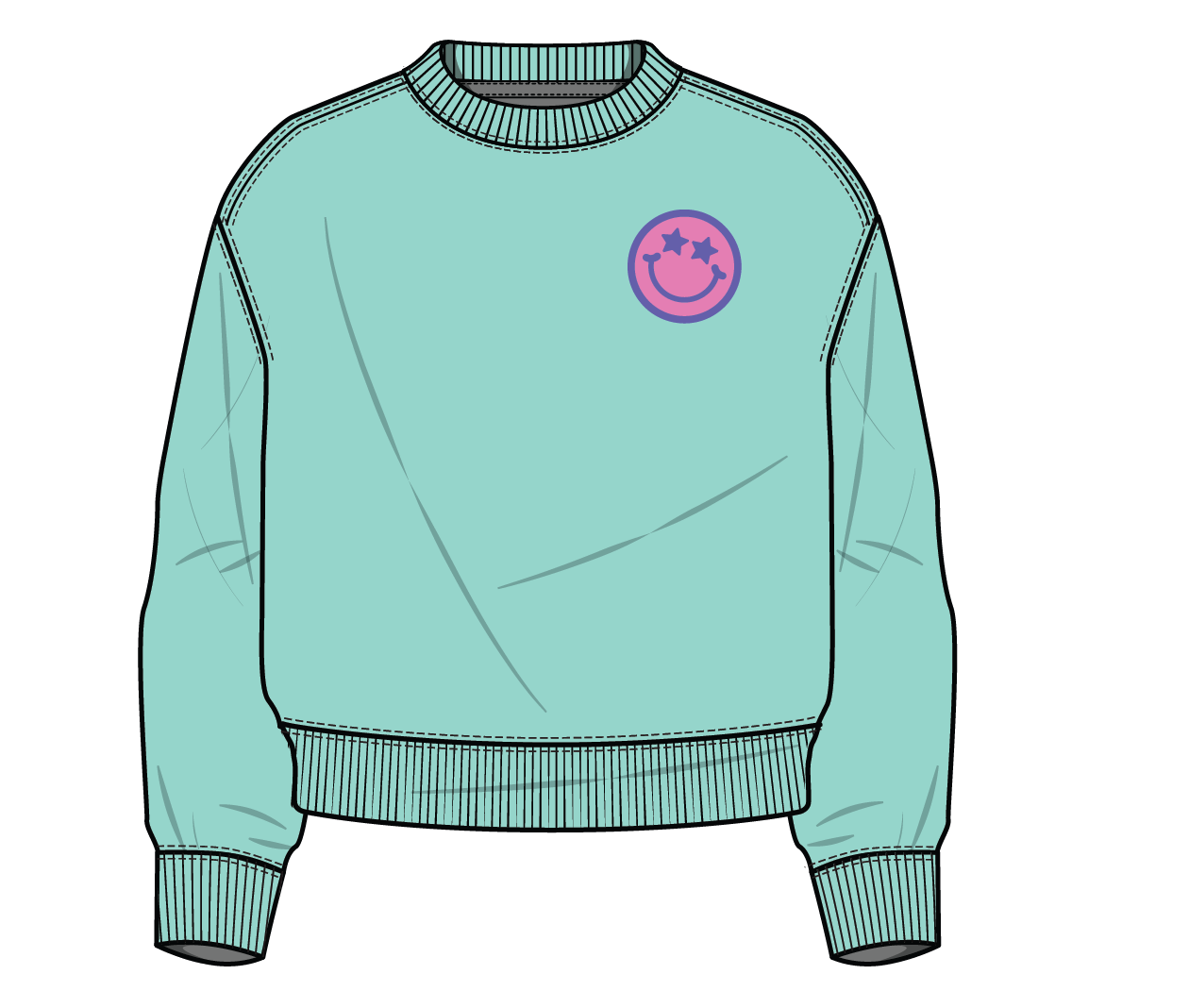 Anything is Possible Smiley Sweatshirt in Aqua