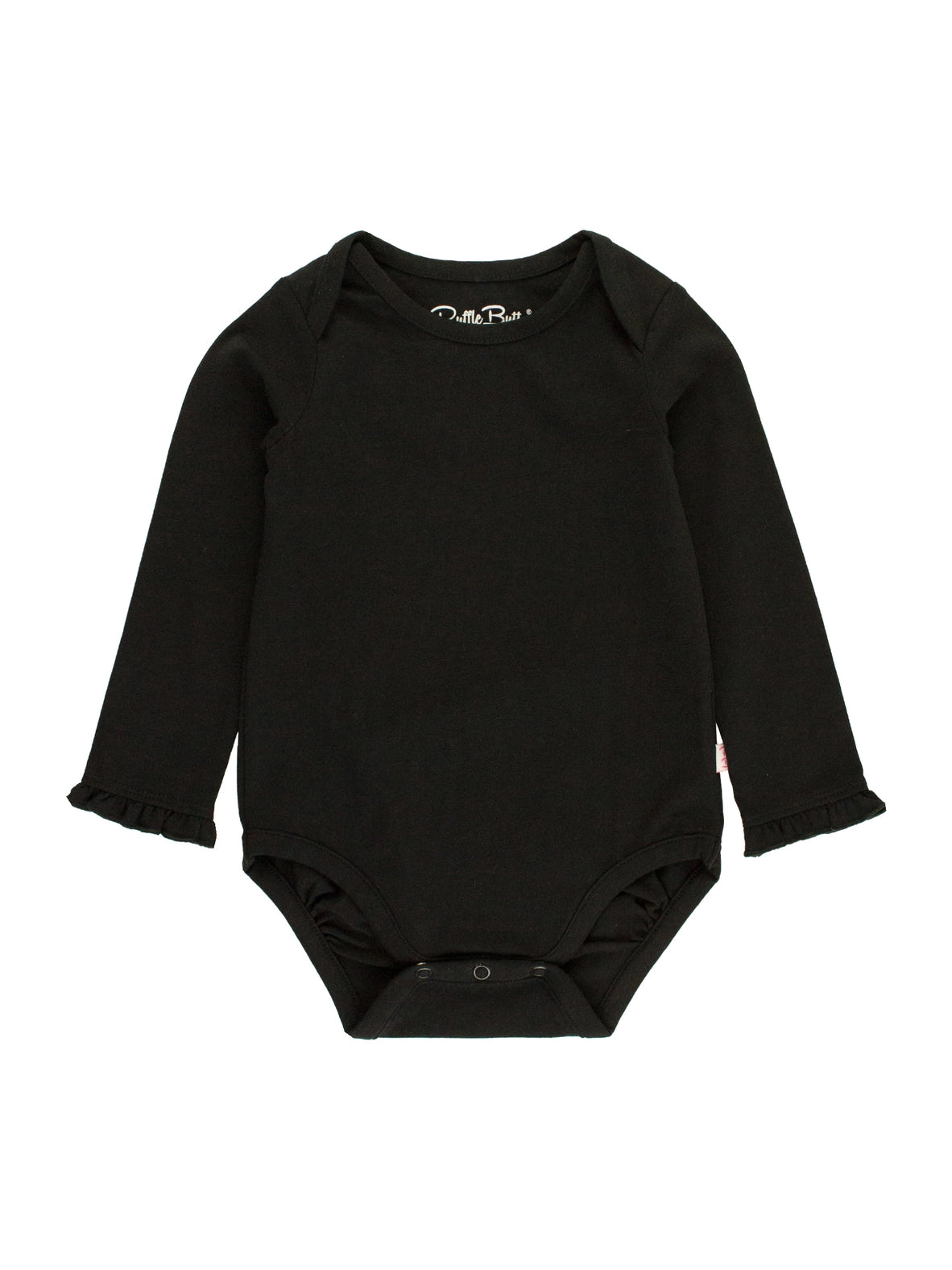 Black Knit Long Sleeve Ruffle Bodysuit