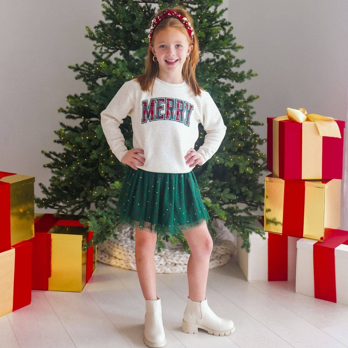 Merry Tartan Patch Sweatshirt