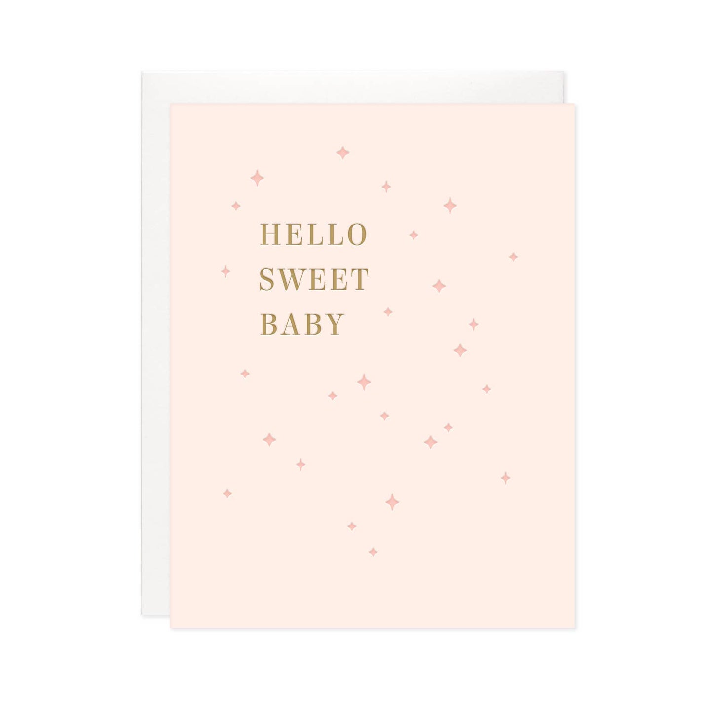 Hello Sweet Baby Letterpress Card - Pink
