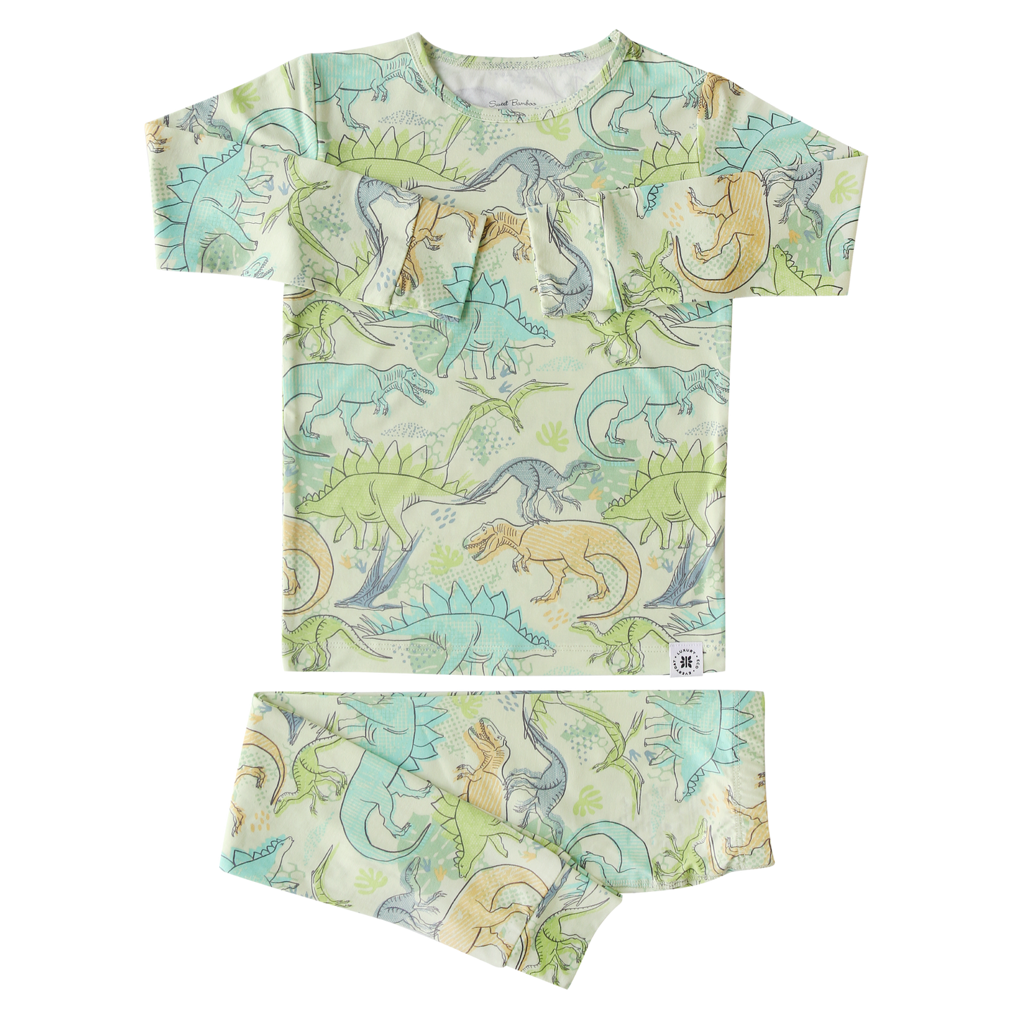 Neon Dino Bamboo Pajama Set