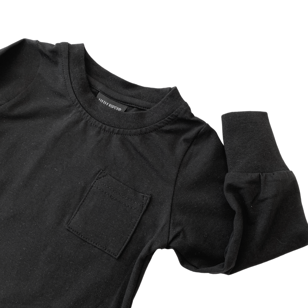 Black Long Sleeve Pocket Tee