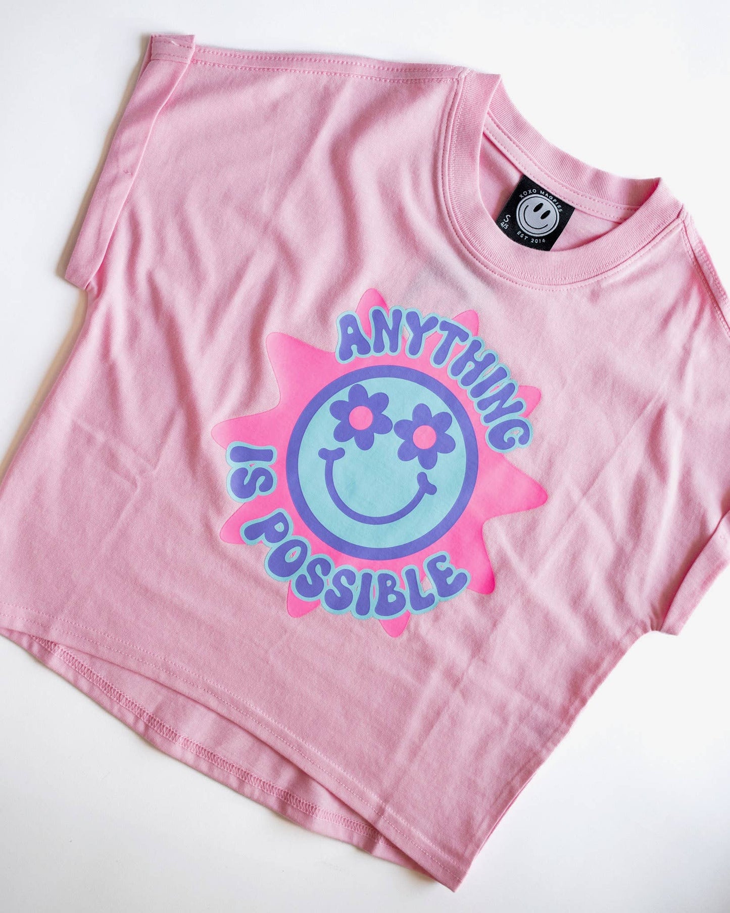 Anything is Possible Printed Tee in Bubble Gum