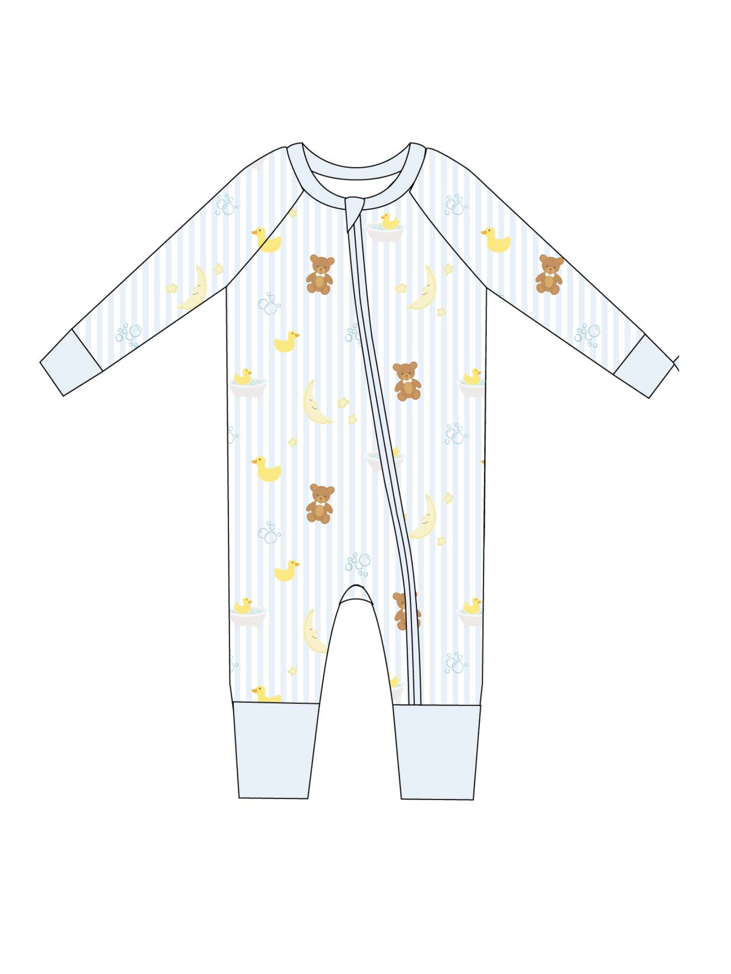 Bathtime Bubbles Bamboo Zip Romper
