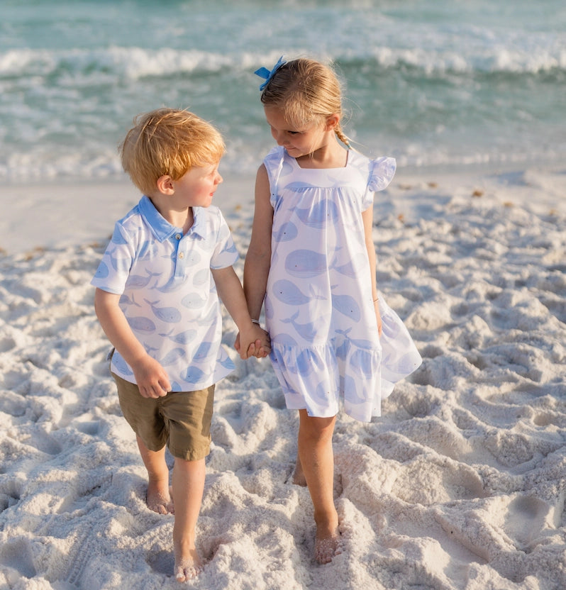Periwinkle Whale Flutter Dress