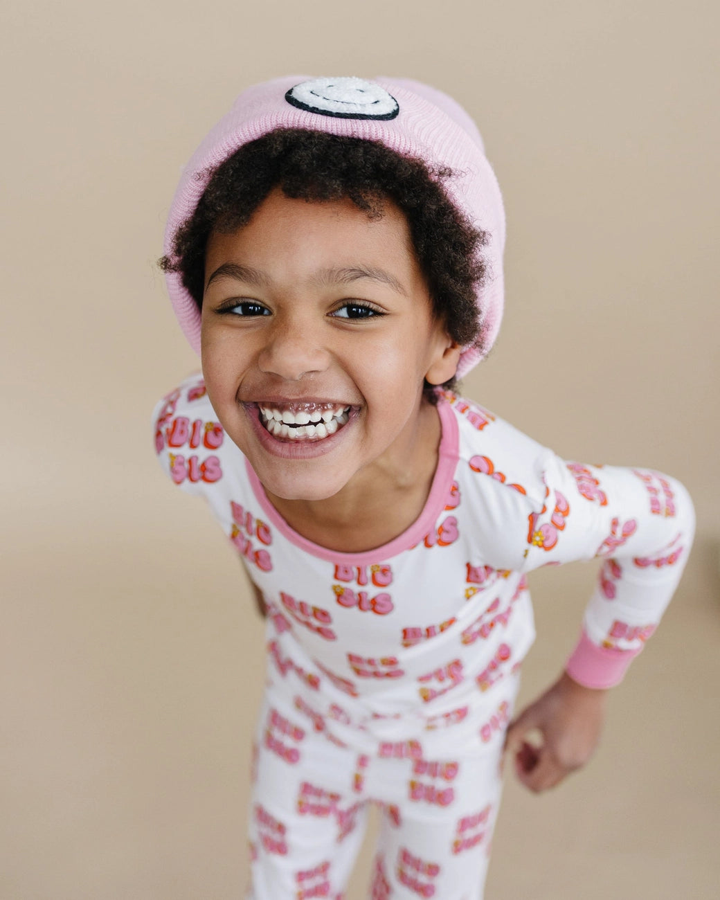 Smiley Beanie in Pink