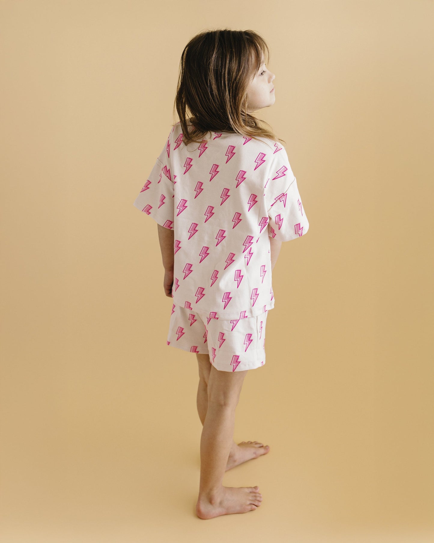 Pink Bolts Shorts Set