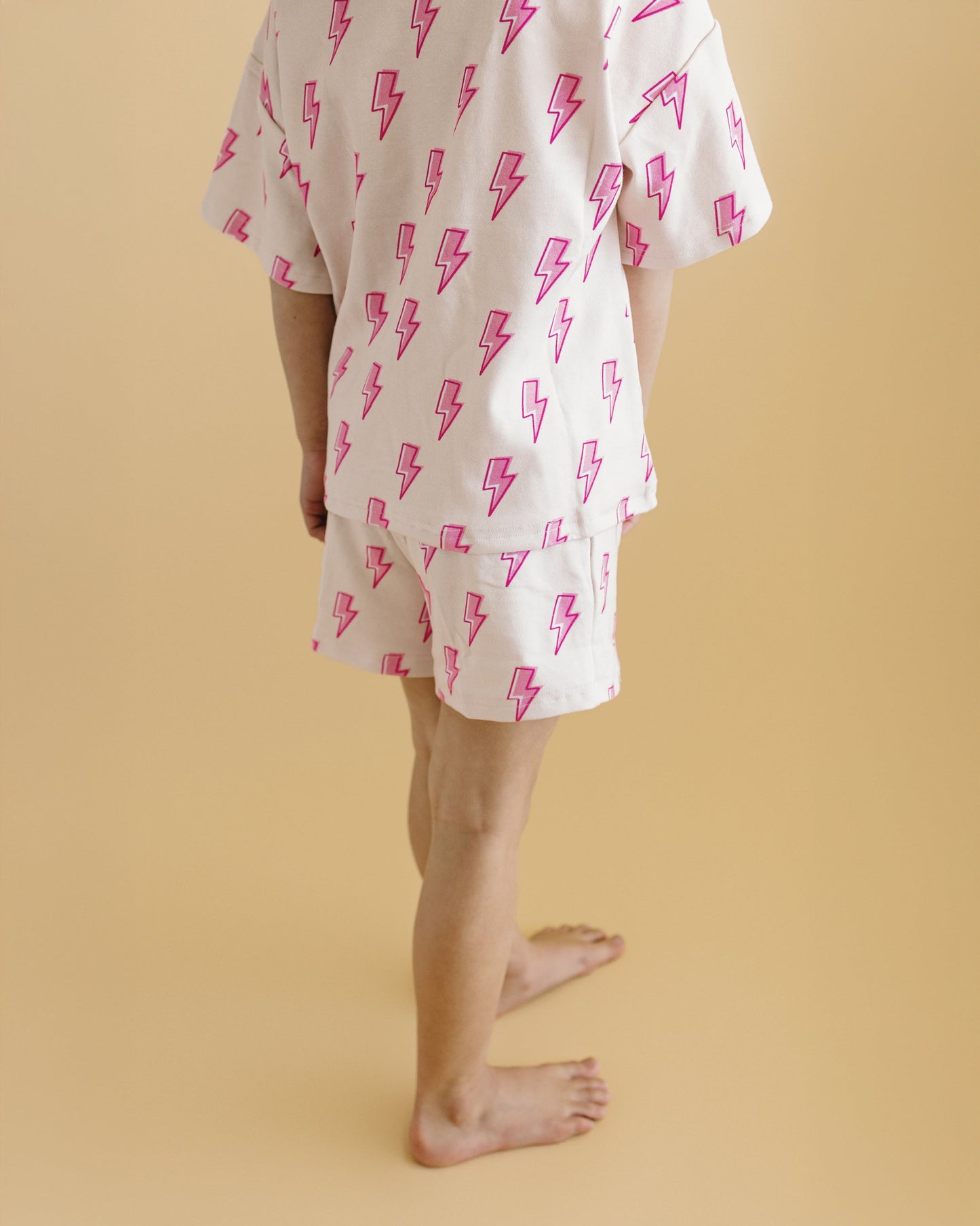 Pink Bolts Shorts Set