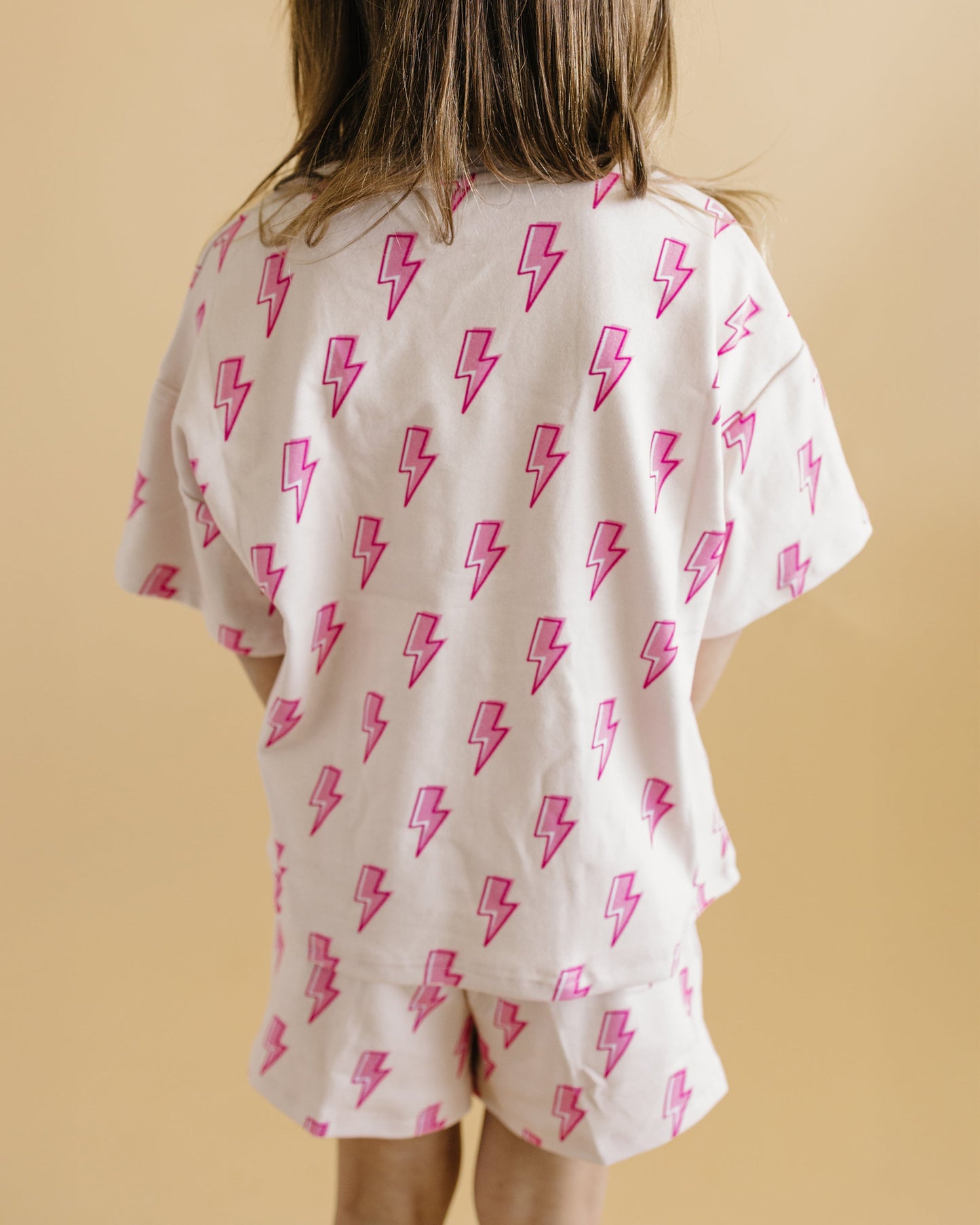 Pink Bolts Shorts Set