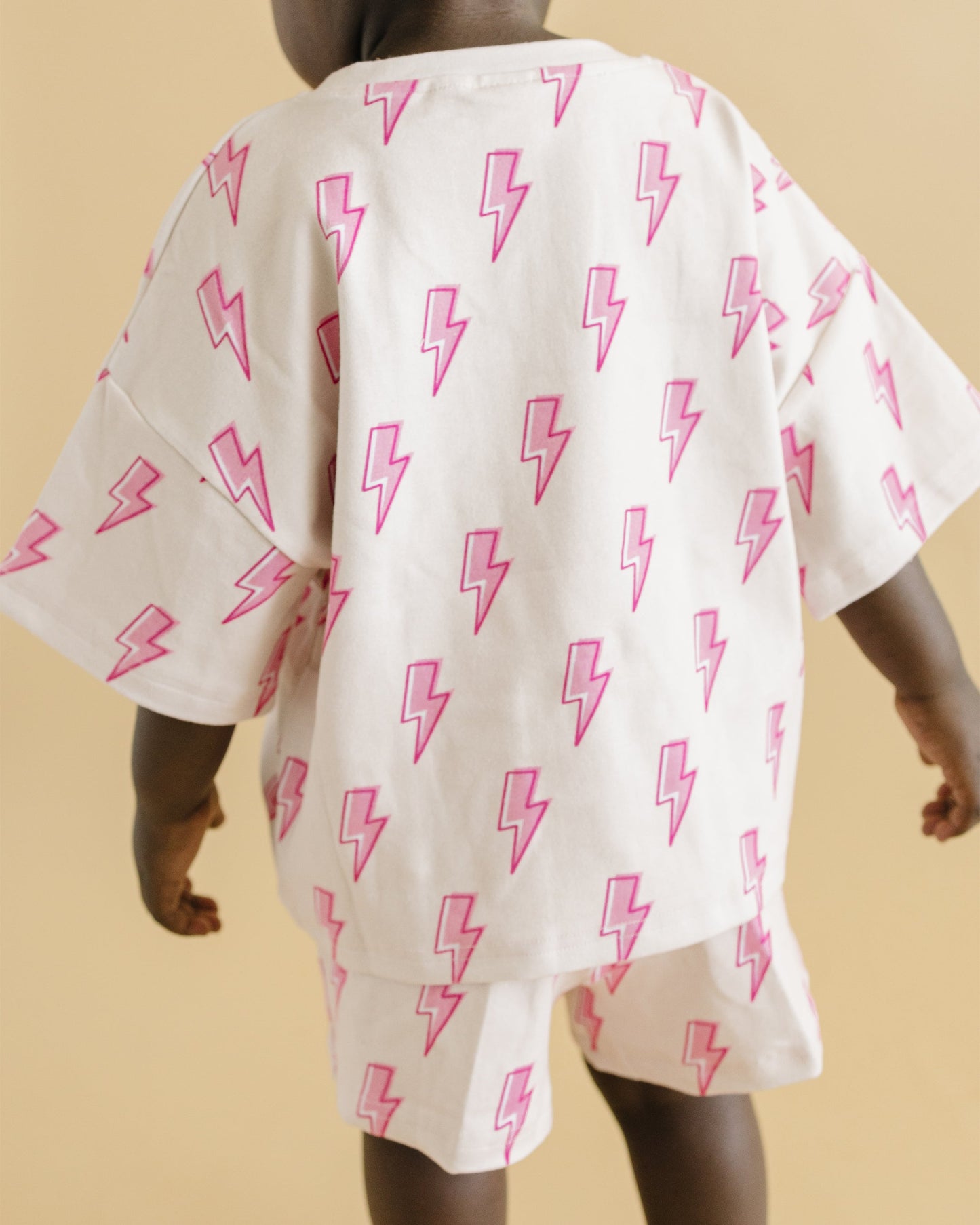 Pink Bolts Shorts Set