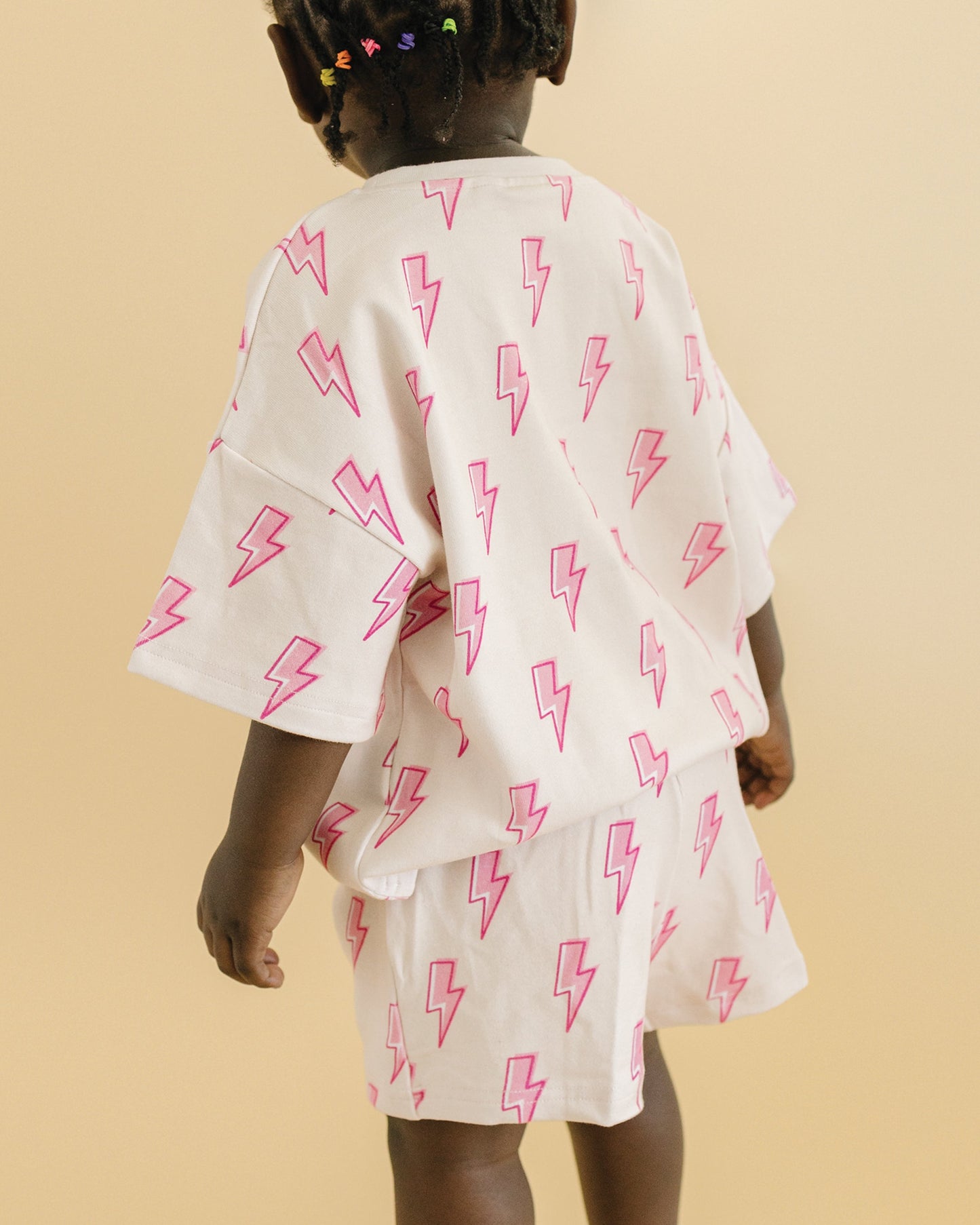 Pink Bolts Shorts Set
