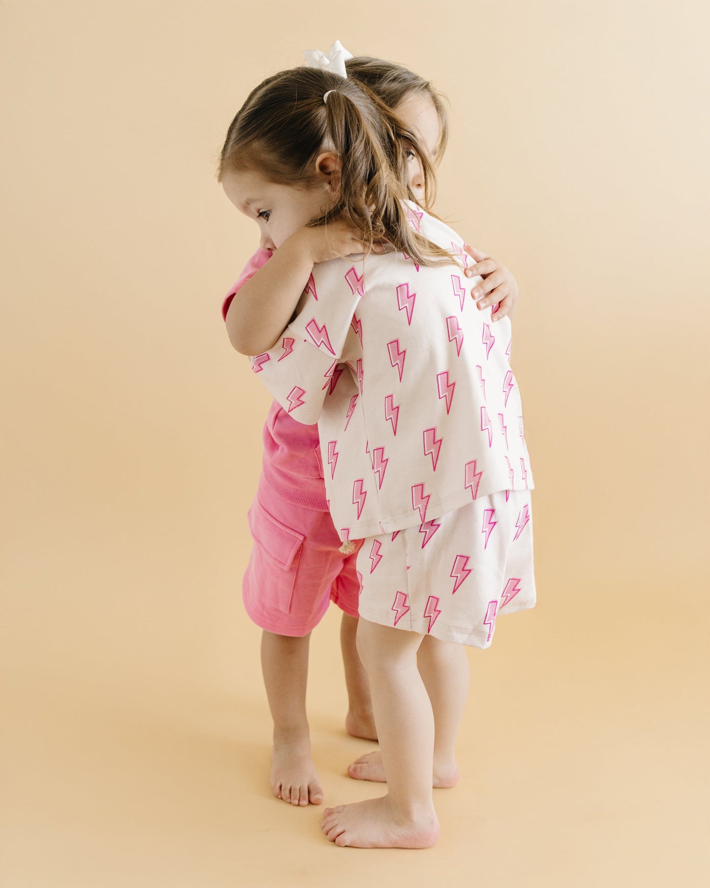 Pink Bolts Shorts Set