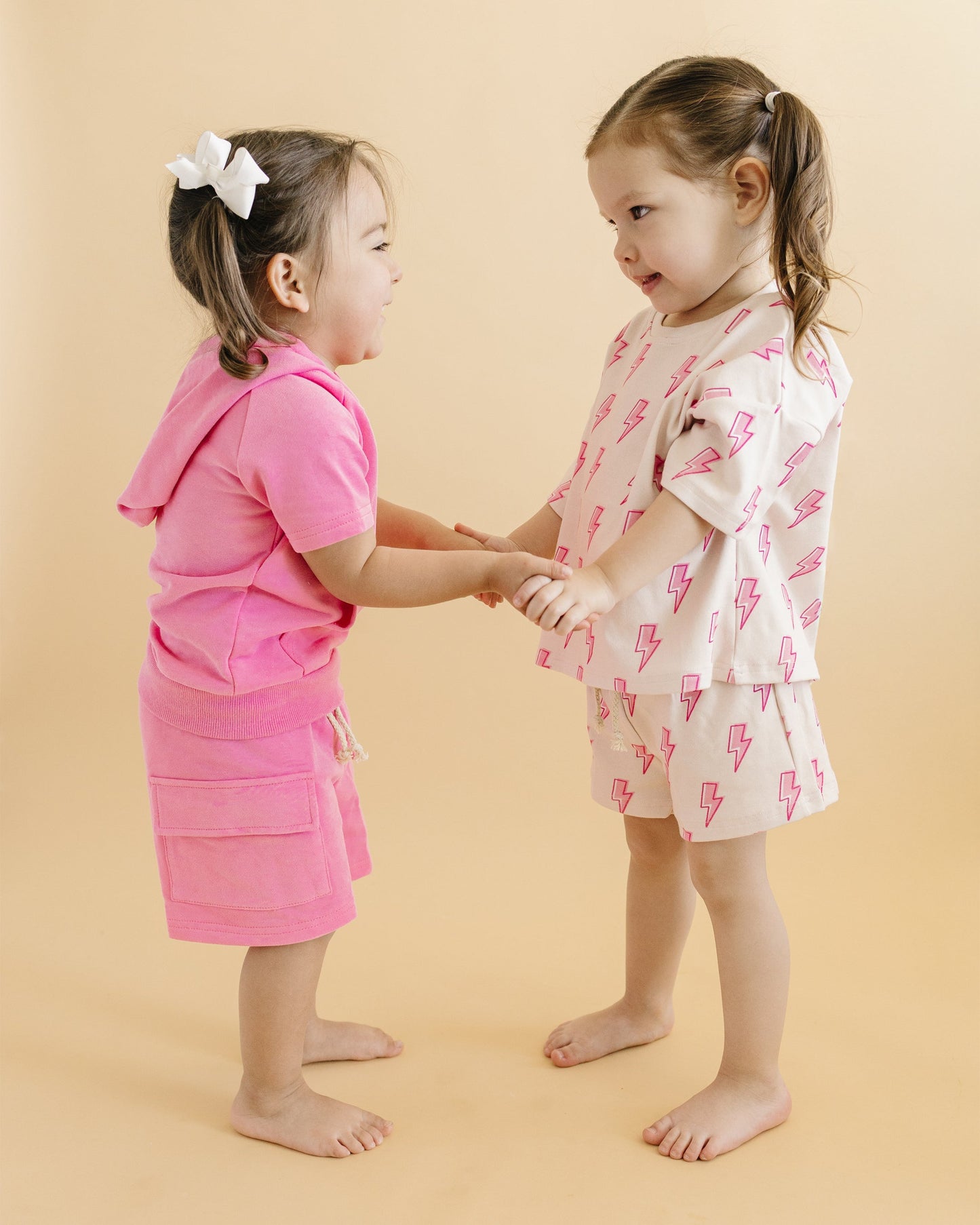 Pink Bolts Shorts Set