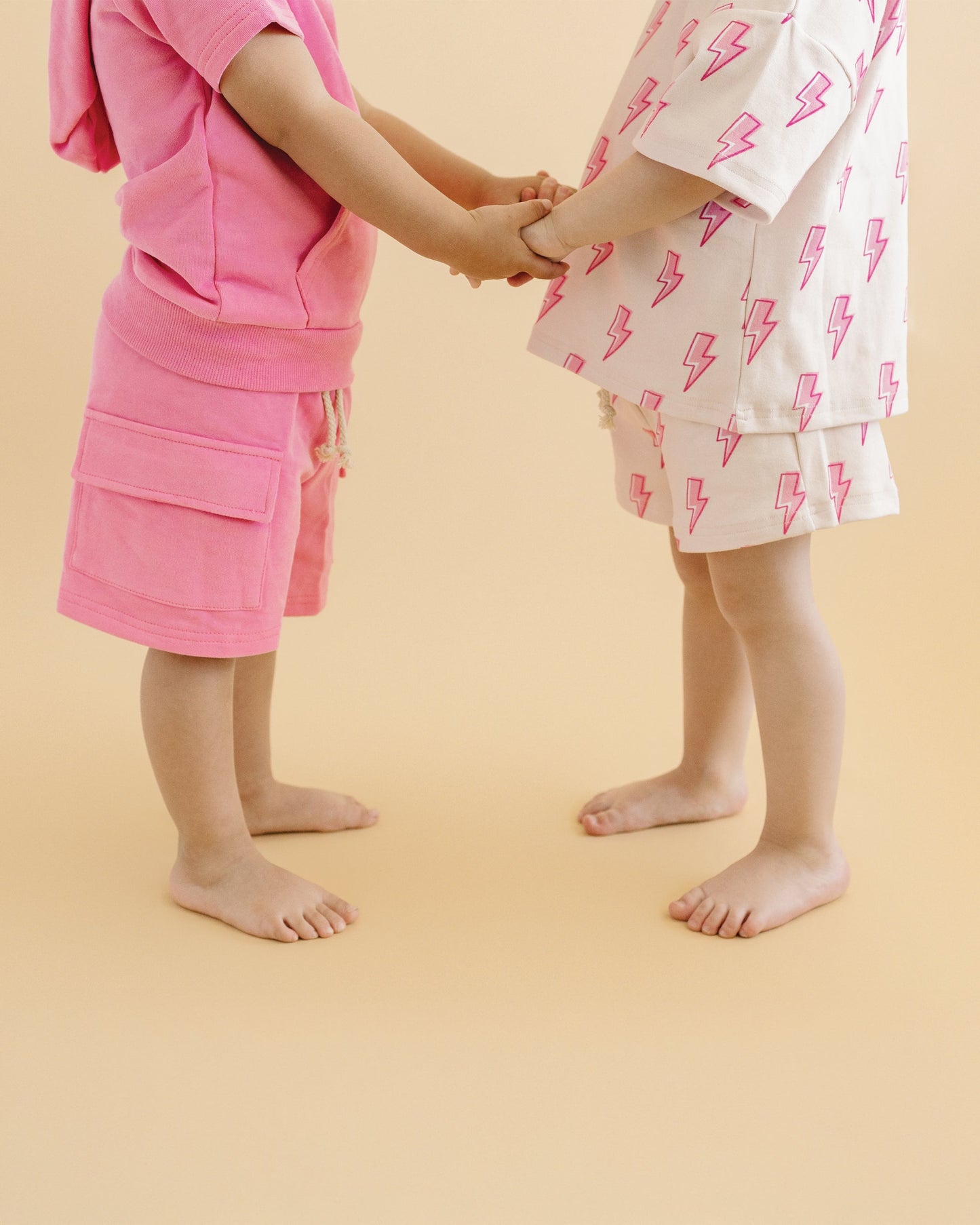 Pink Bolts Shorts Set