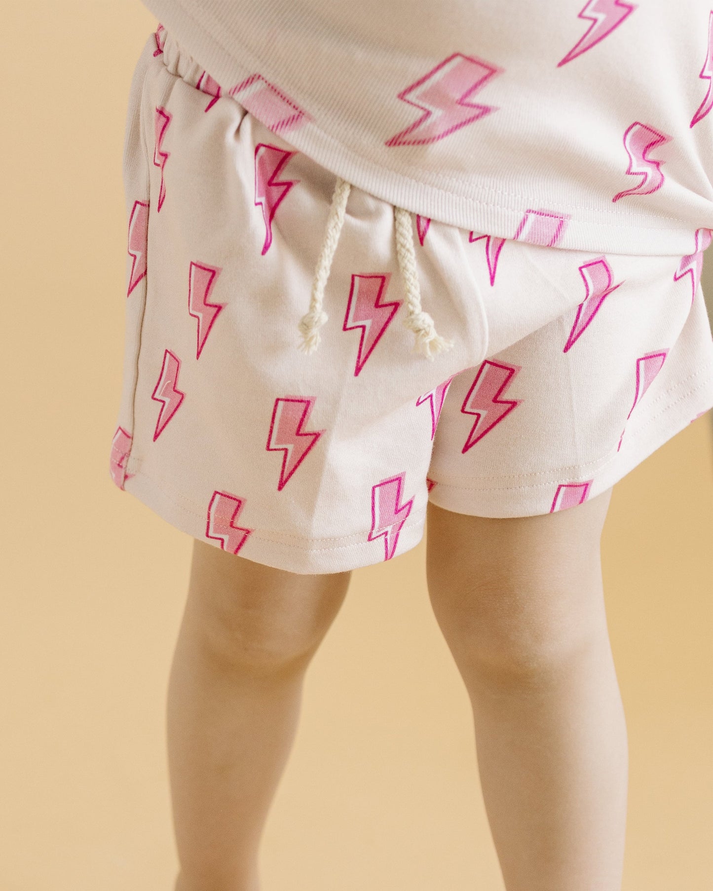Pink Bolts Shorts Set