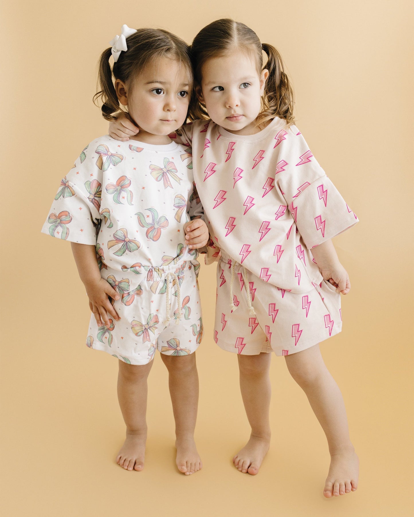 Pink Bolts Shorts Set