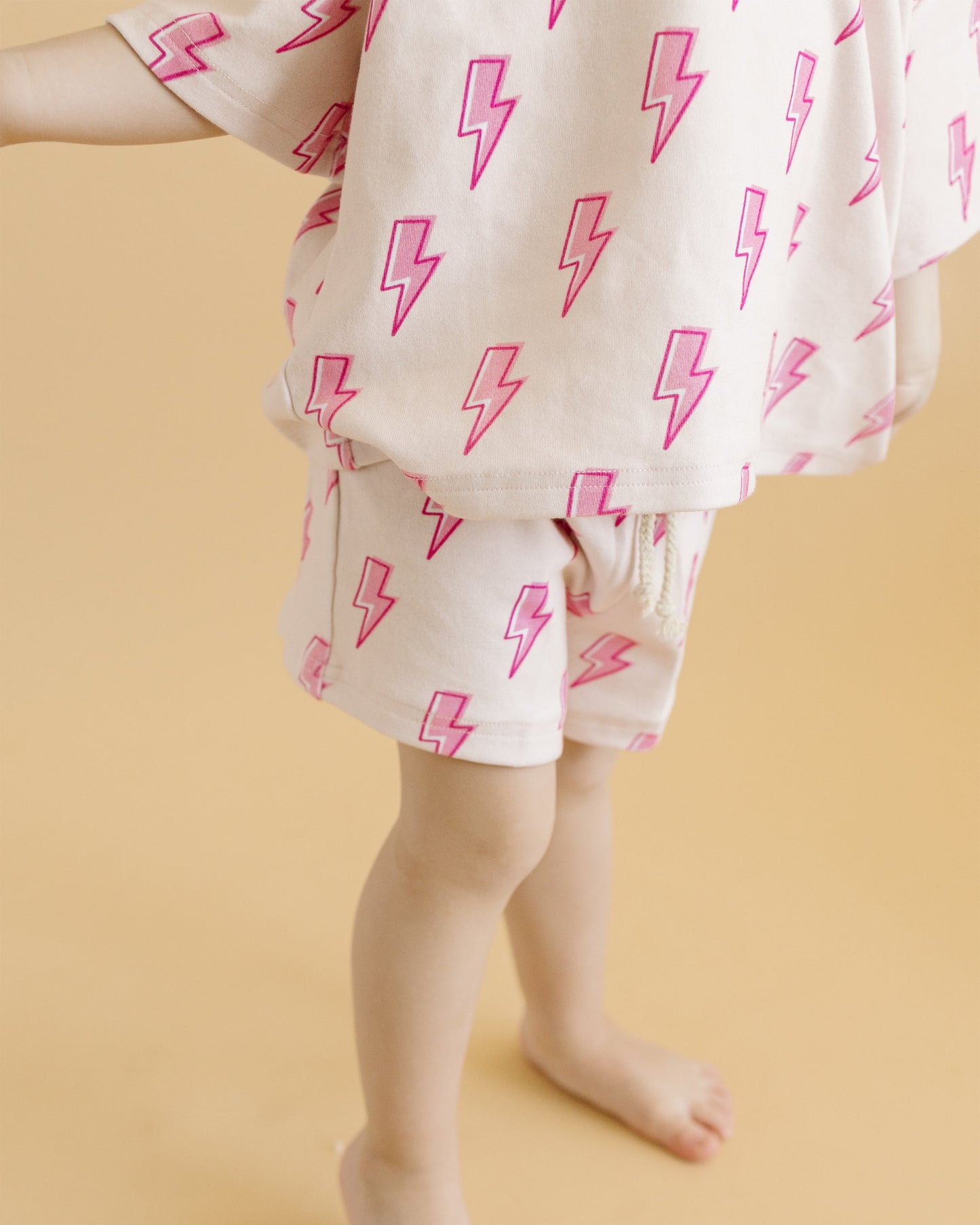 Pink Bolts Shorts Set