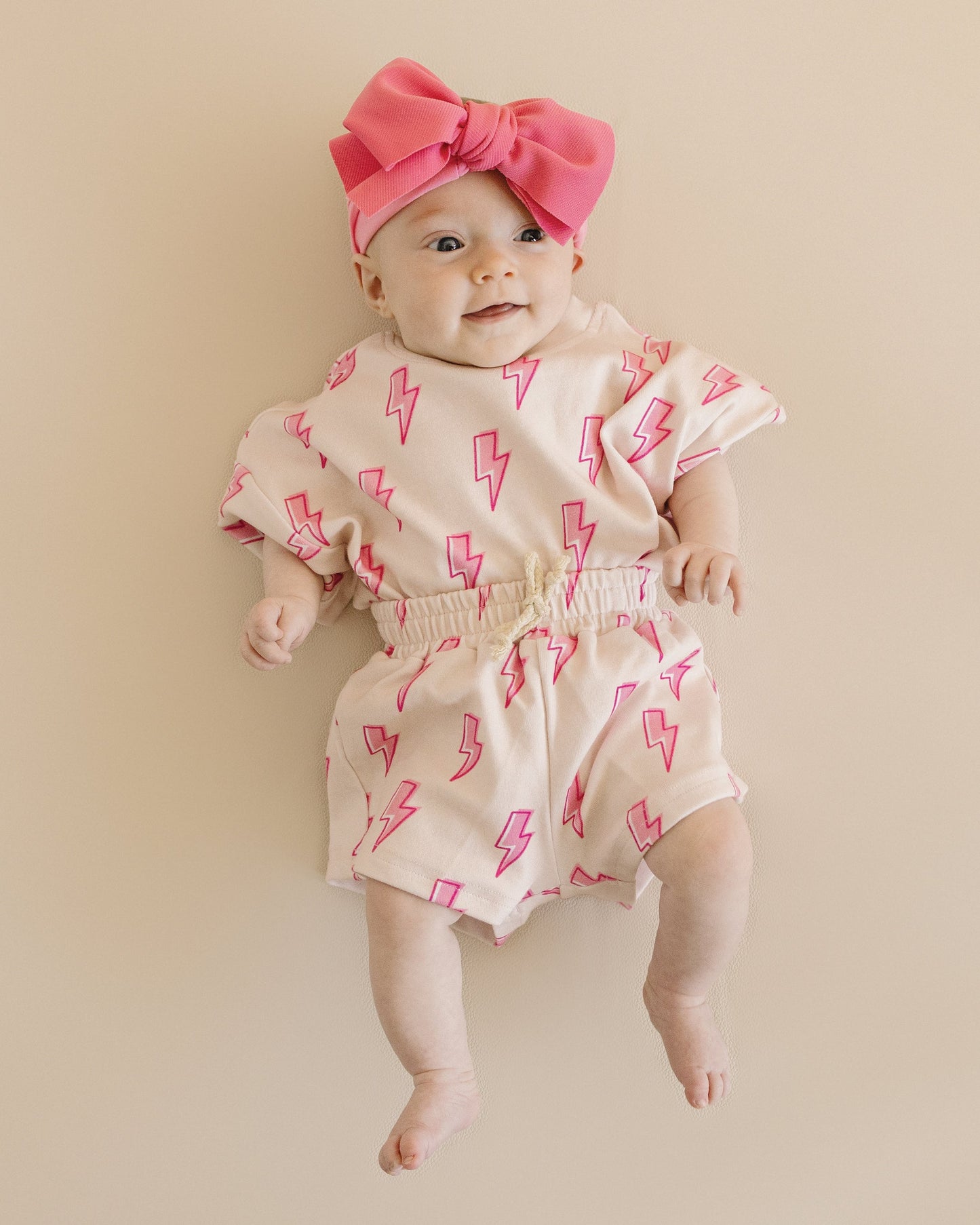 Pink Bolts Shorts Set