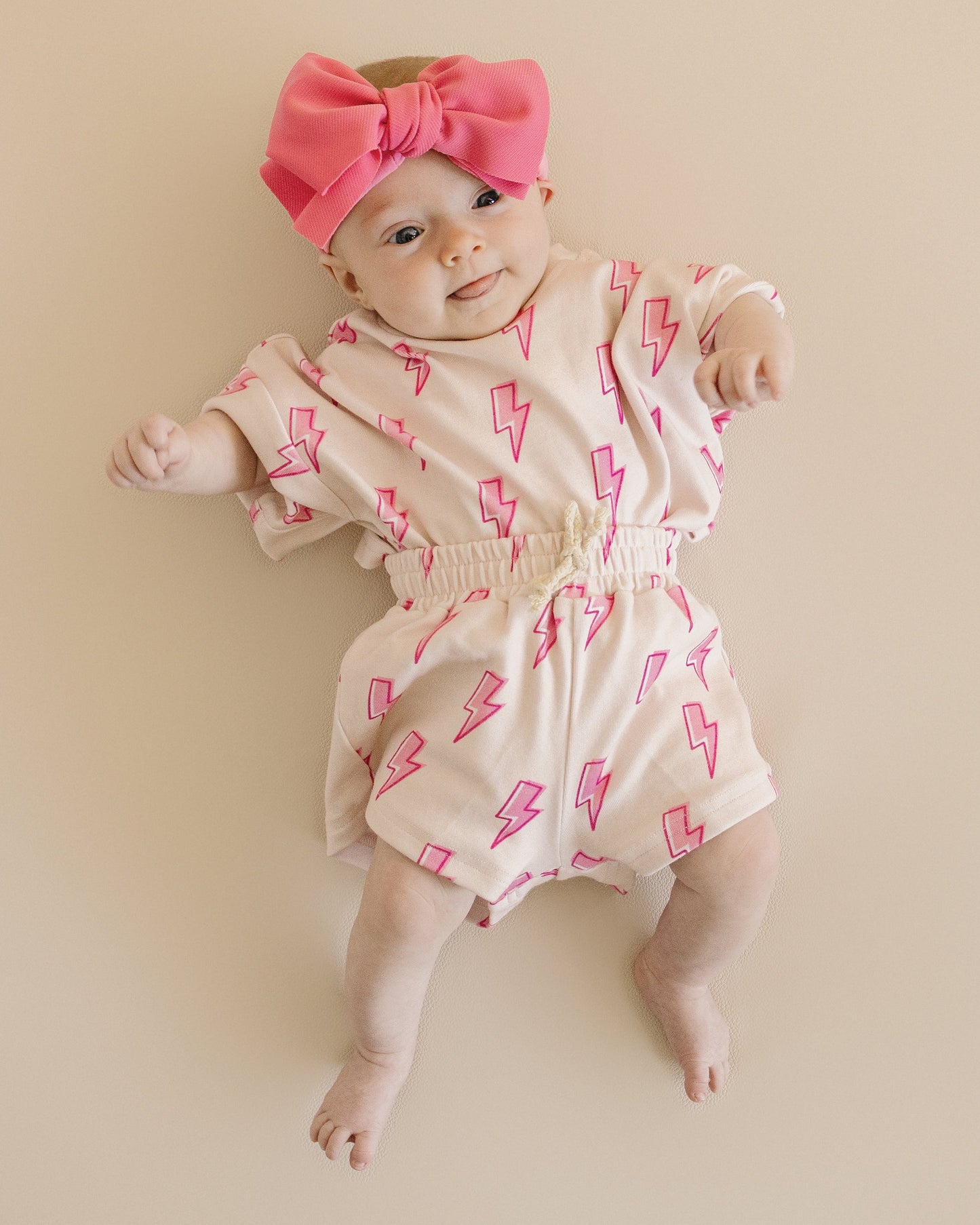 Pink Bolts Shorts Set