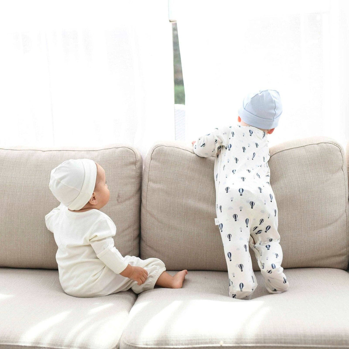Balloons + Clouds Cotton Footie + Hat Set