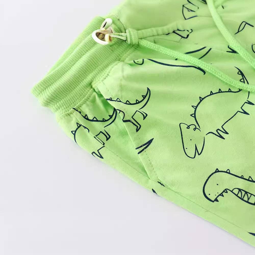 Lime Green Dino Soft Shorts