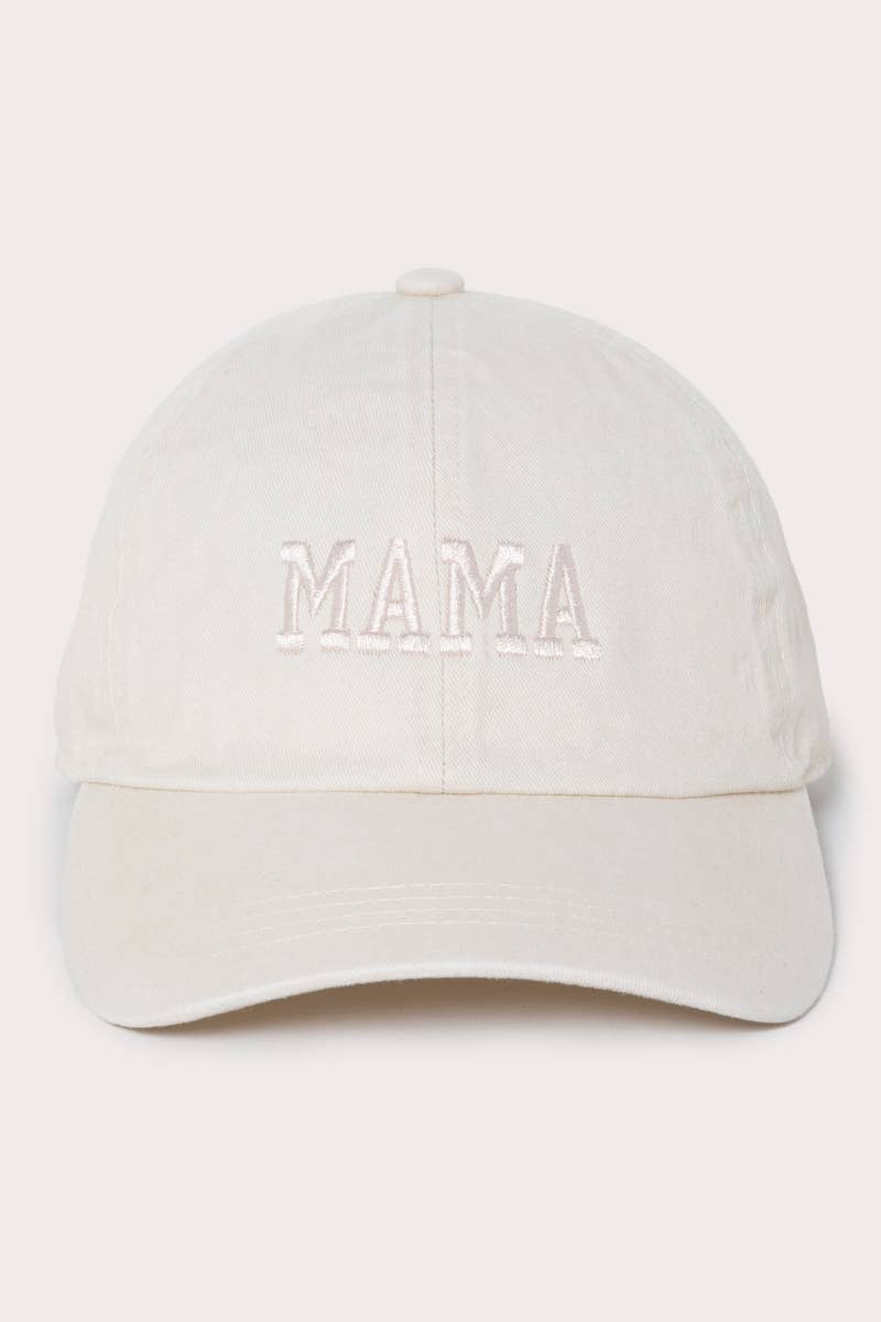 MAMA Embroidered Beige Hat