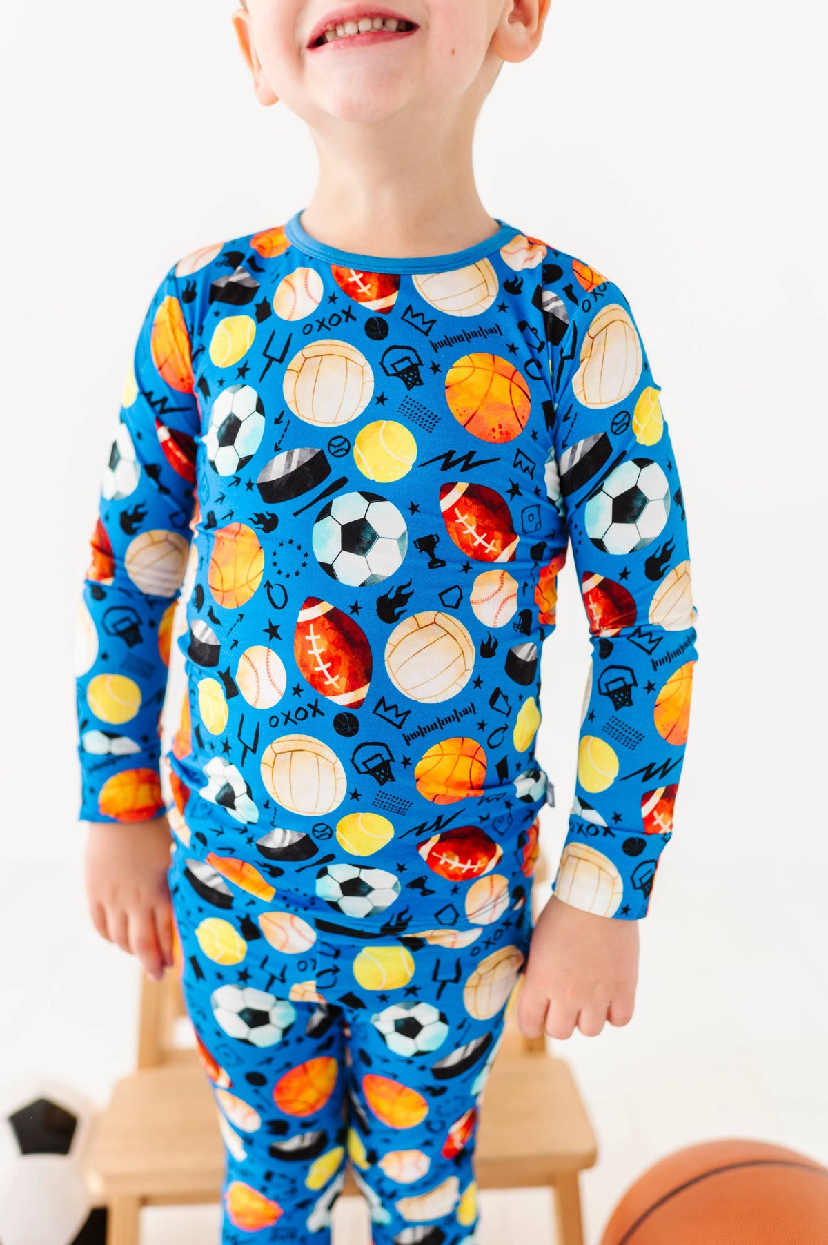 Blue Sports Bamboo Pajama Set