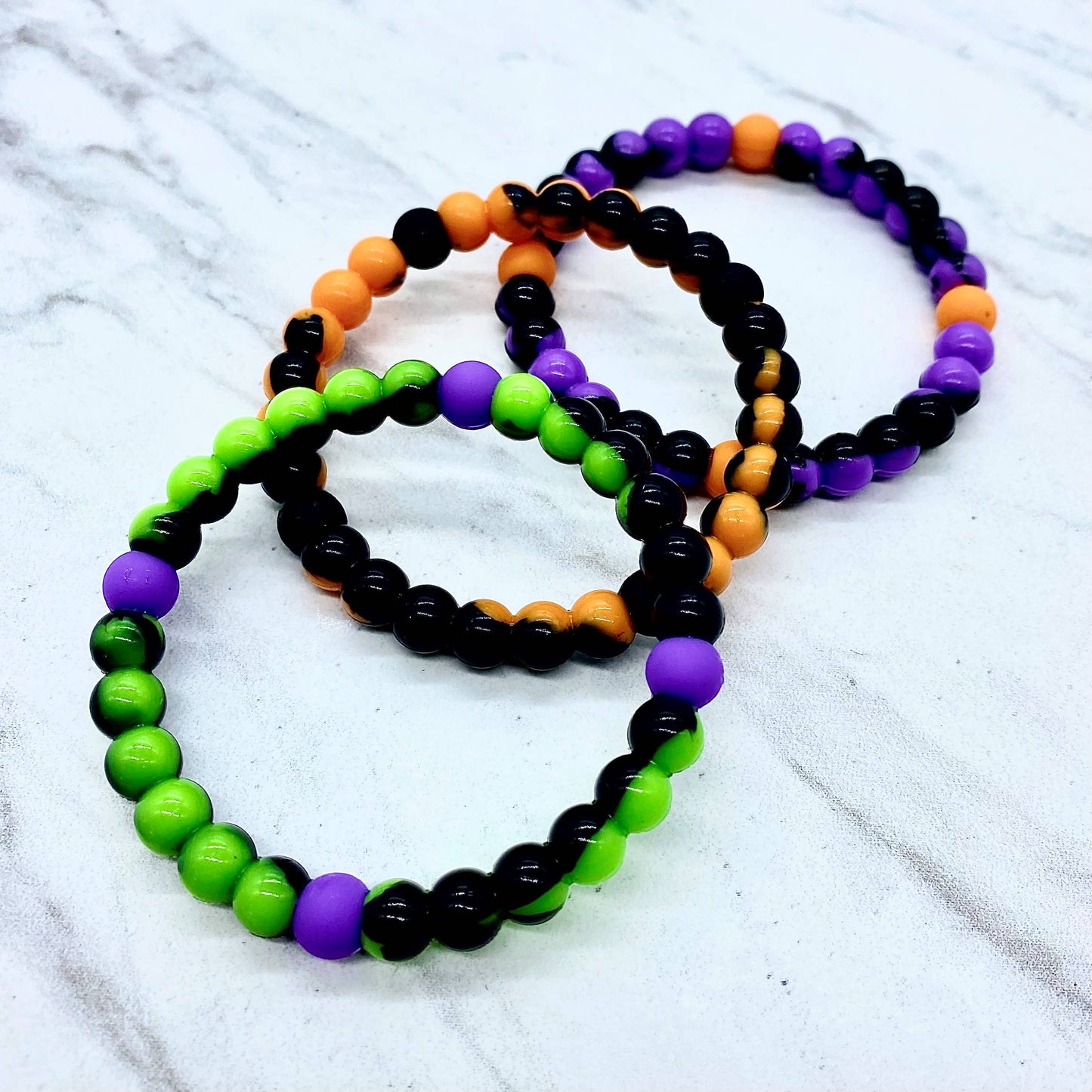 Halloween Tie Dye Silicone Beaded Bubble Bracelets