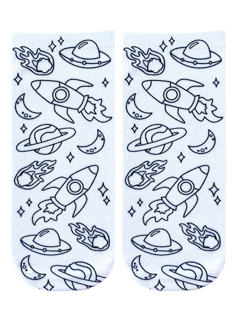 Blast Off Coloring Socks