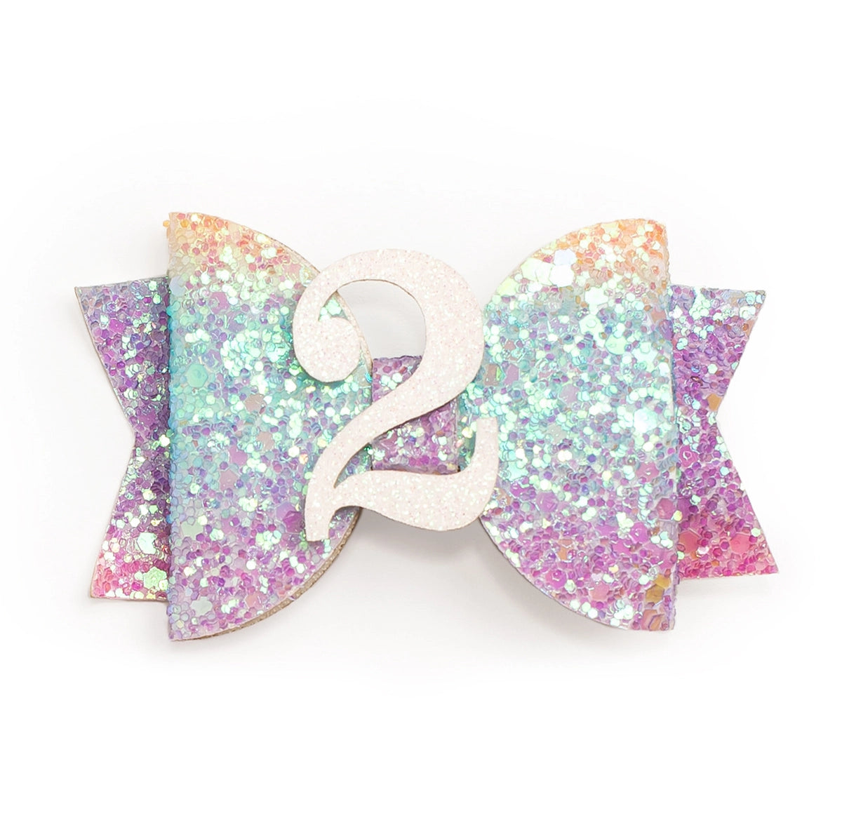 Pastel Rainbow Bow Clip - #2
