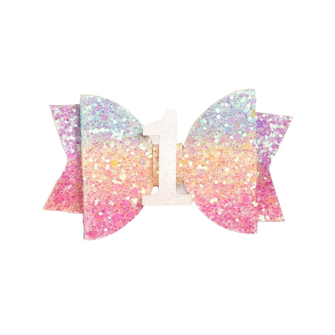 Pastel Rainbow Bow Clip - #1