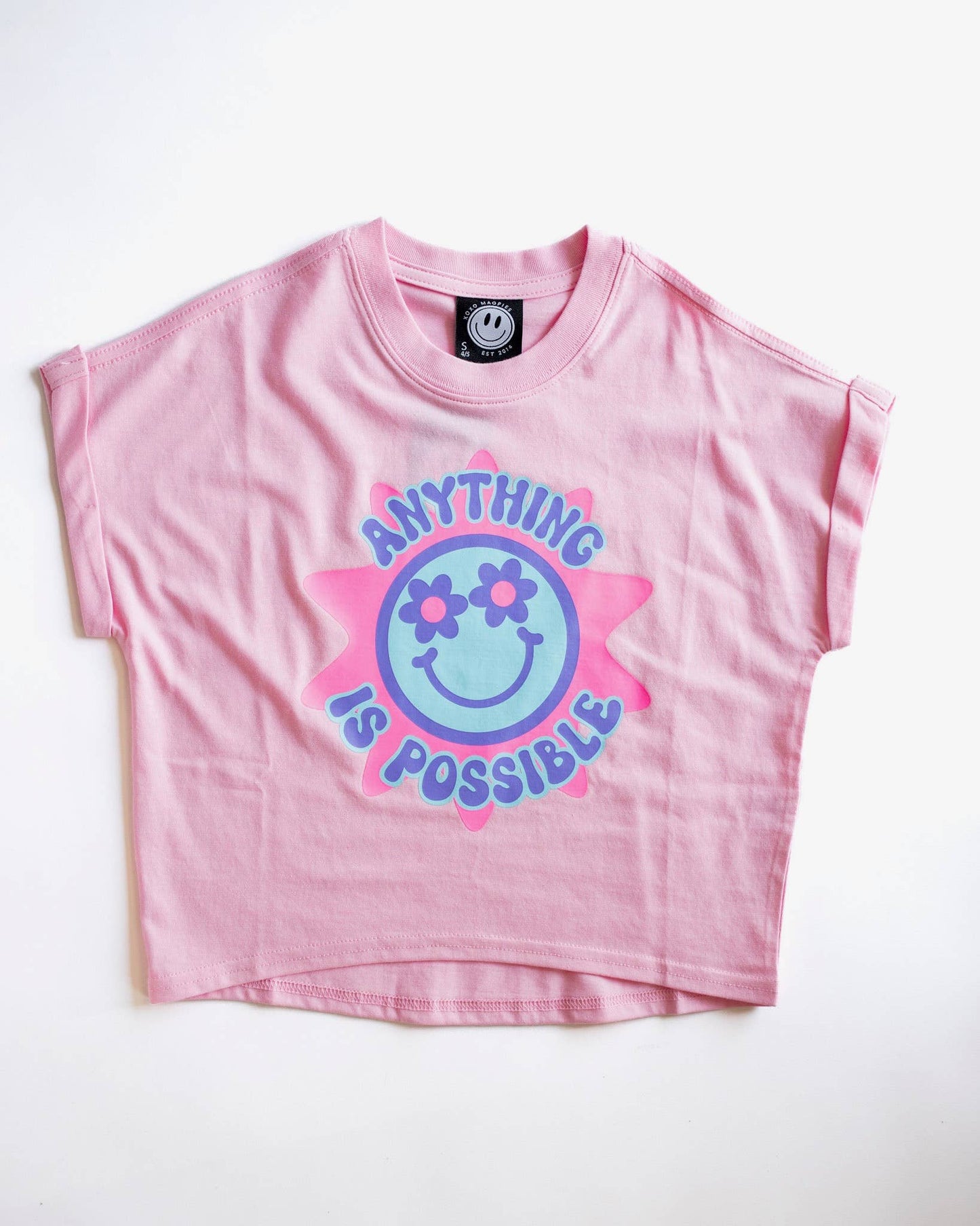 Anything is Possible Printed Tee in Bubble Gum