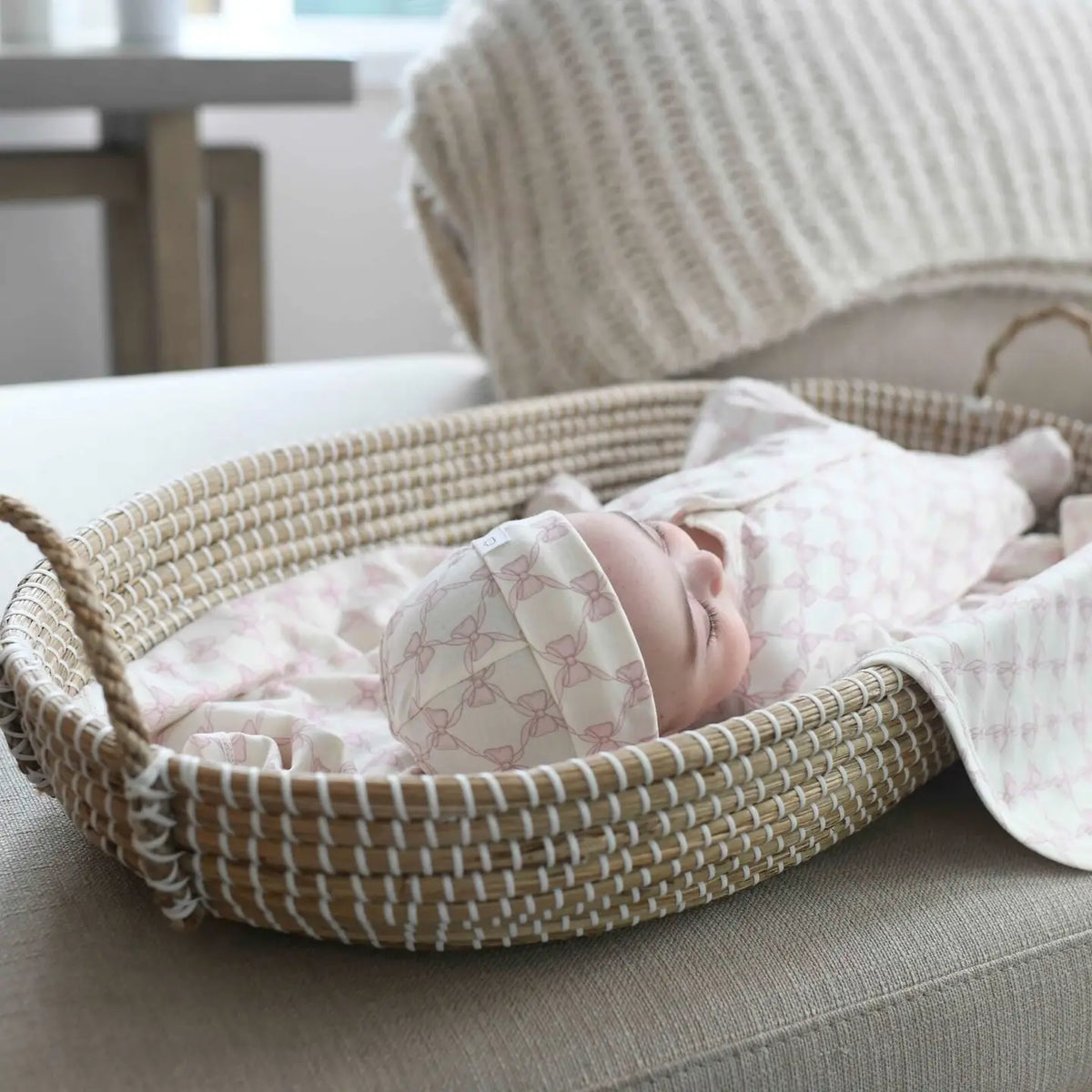 Bows Cotton Coverter Gown + Hat Set
