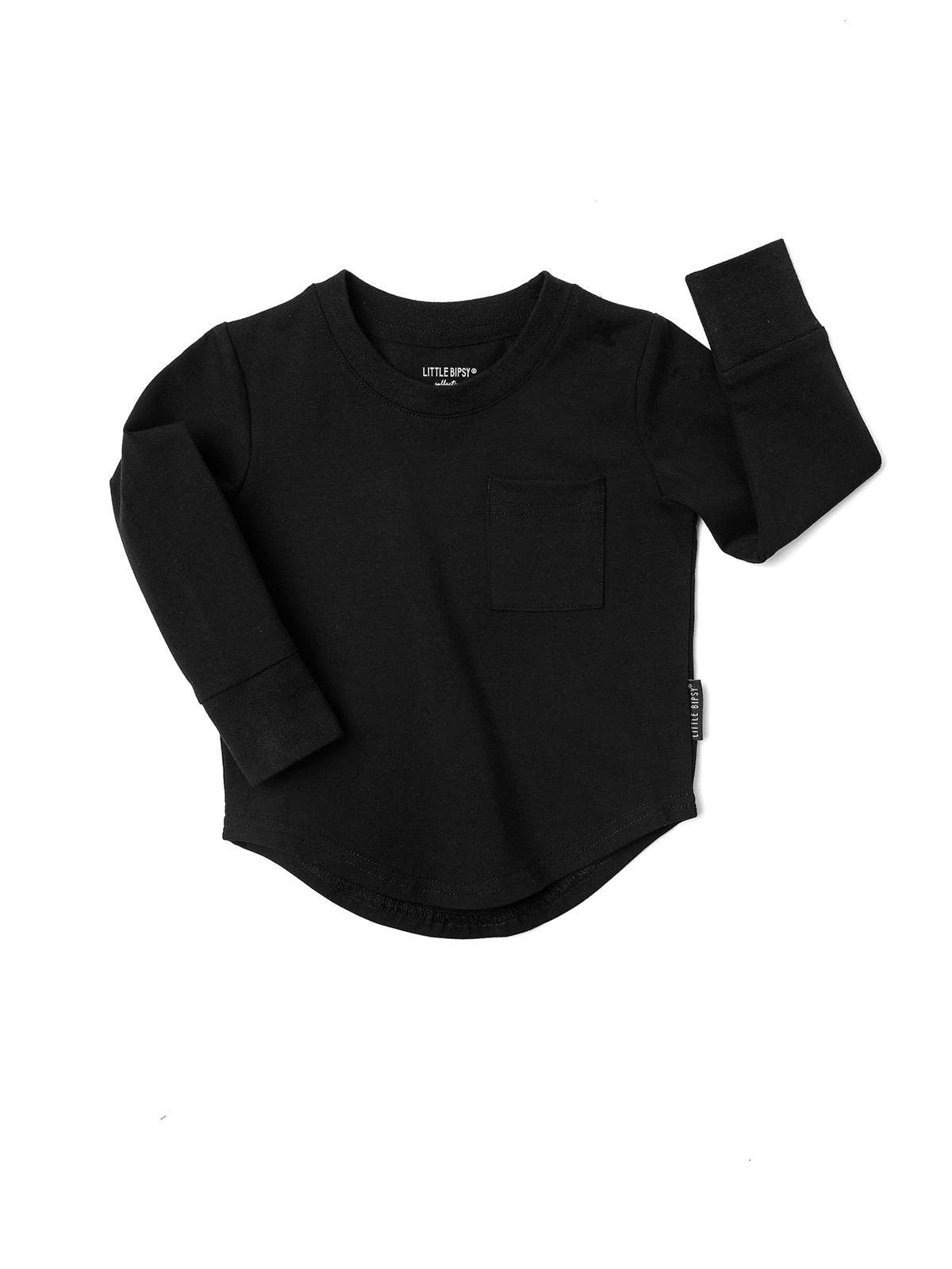 Black Long Sleeve Pocket Tee