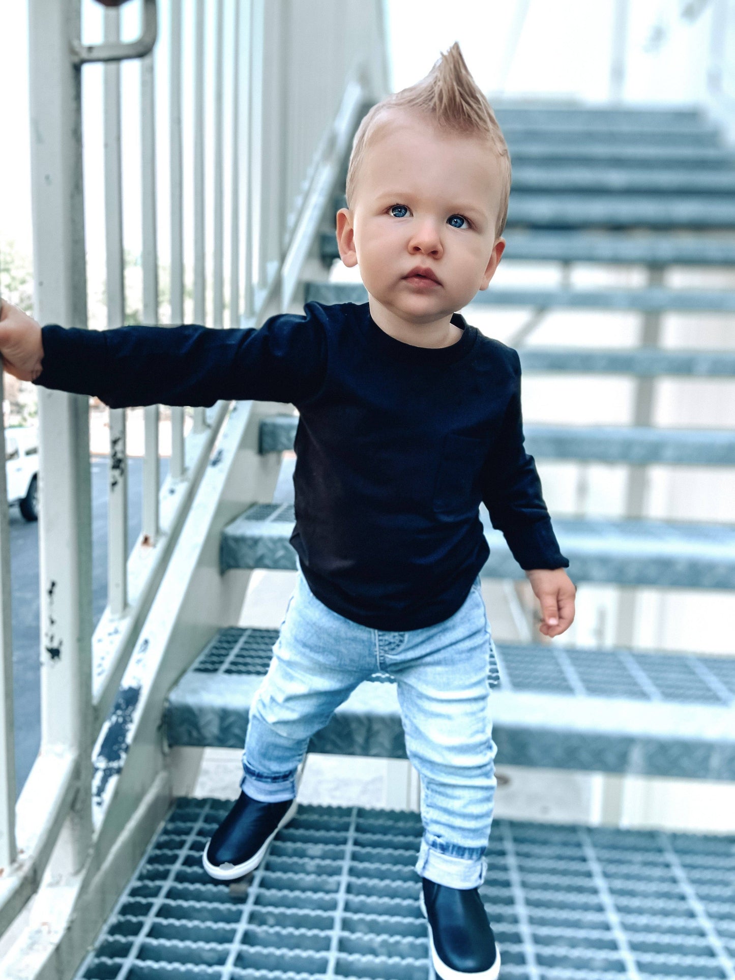 Black Long Sleeve Pocket Tee