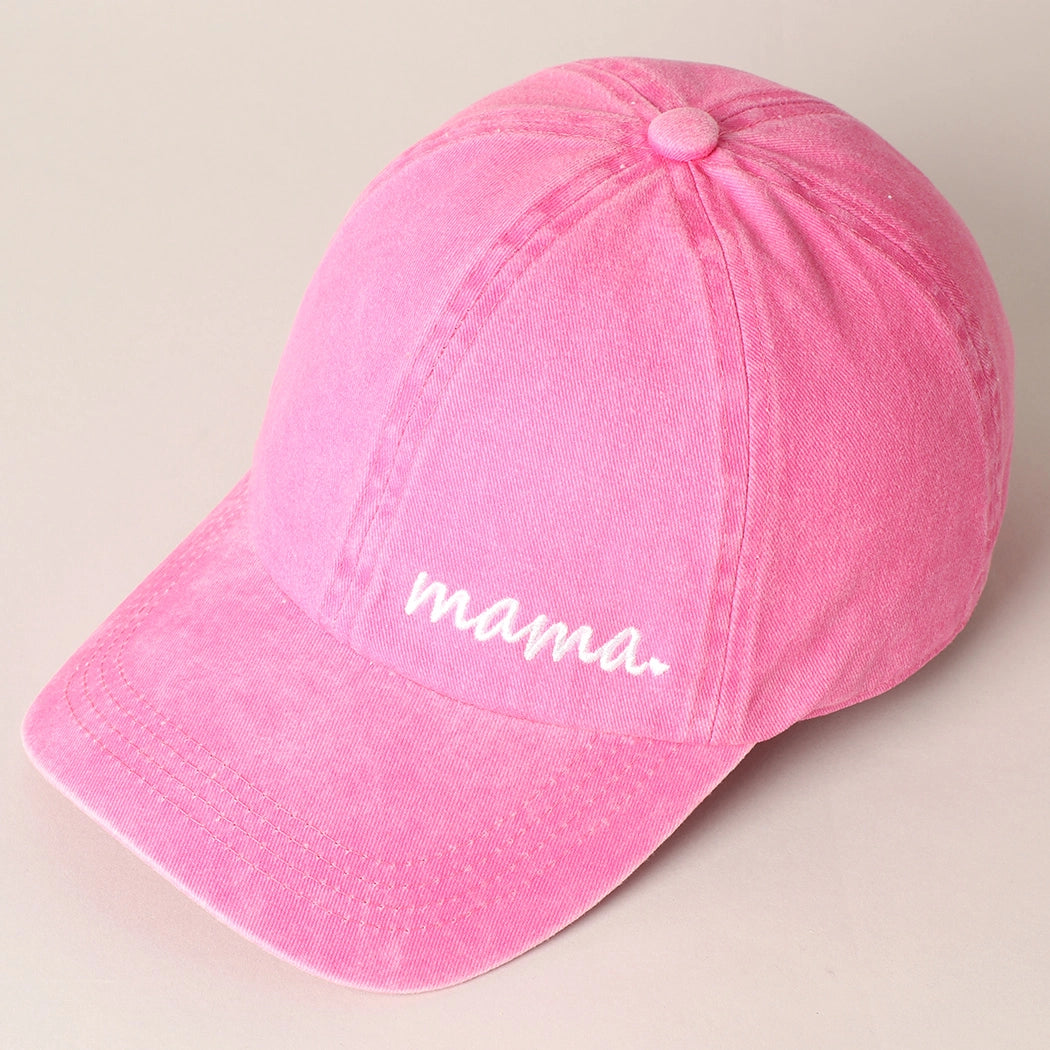 Pink Embroidered 'Mama' Hat