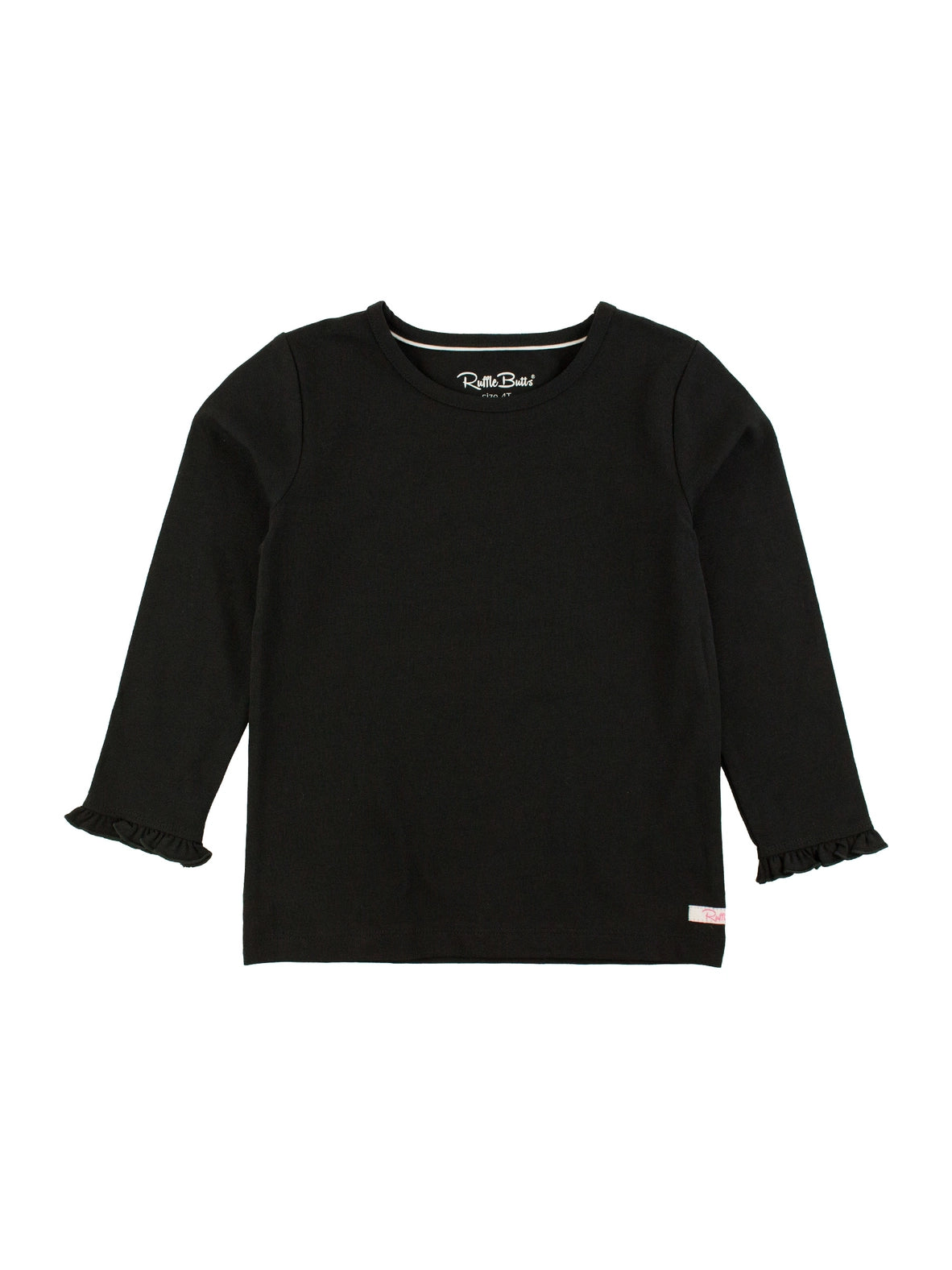 Black Knit Long Sleeve Ruffle Top
